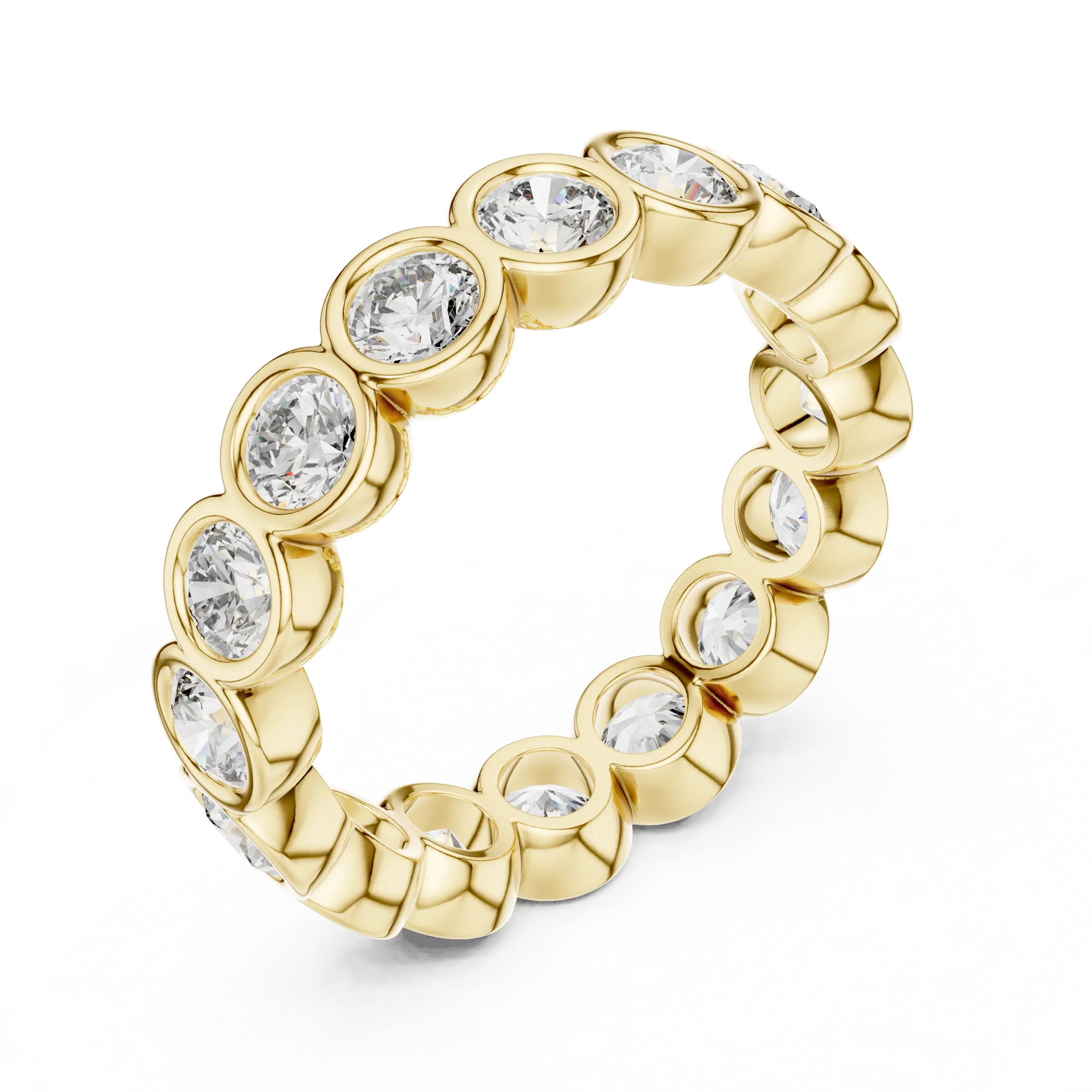 MJET028 - Smooth Bezel Encased Round Stone Stackable Ring
