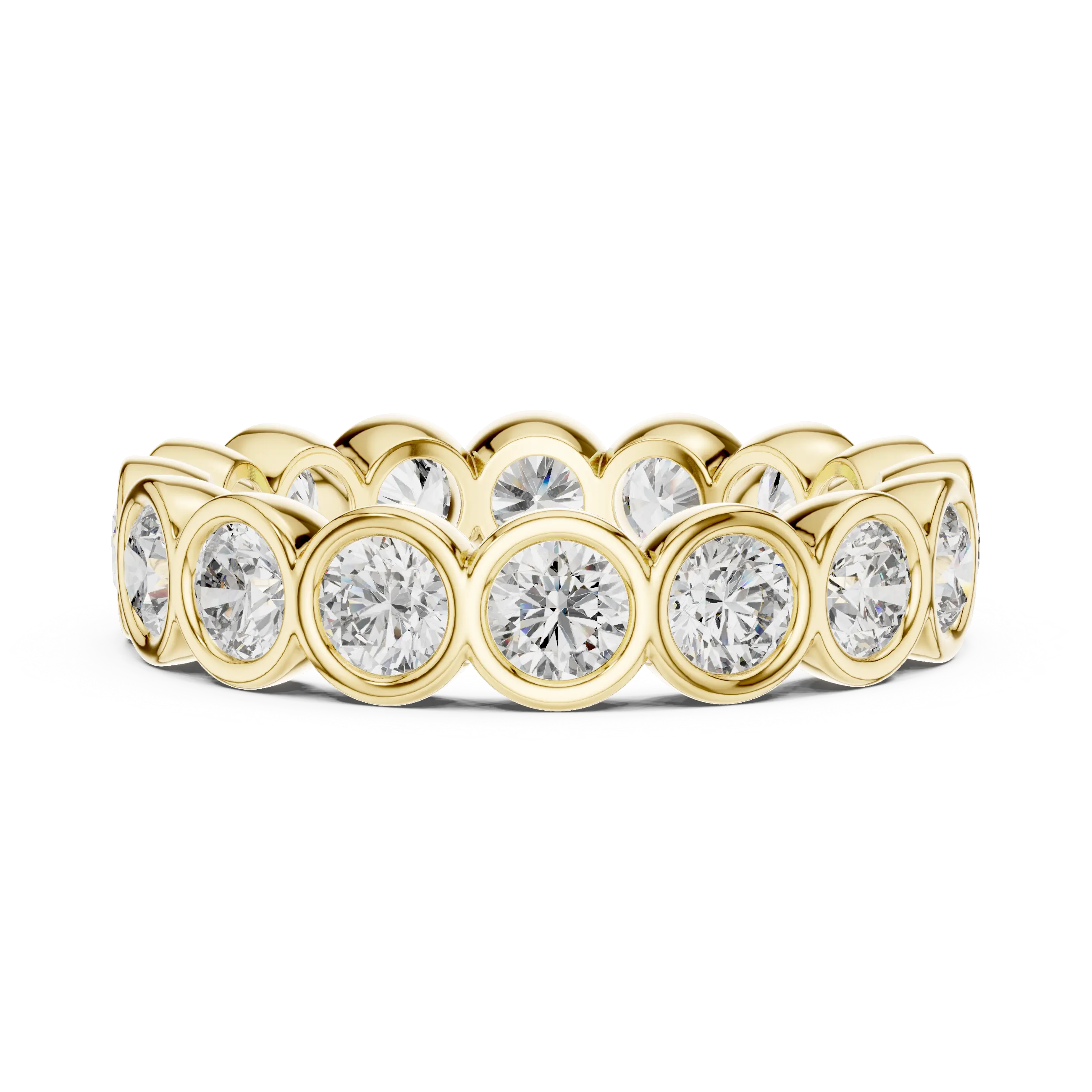 MJET028 - Smooth Bezel Encased Round Stone Stackable Ring