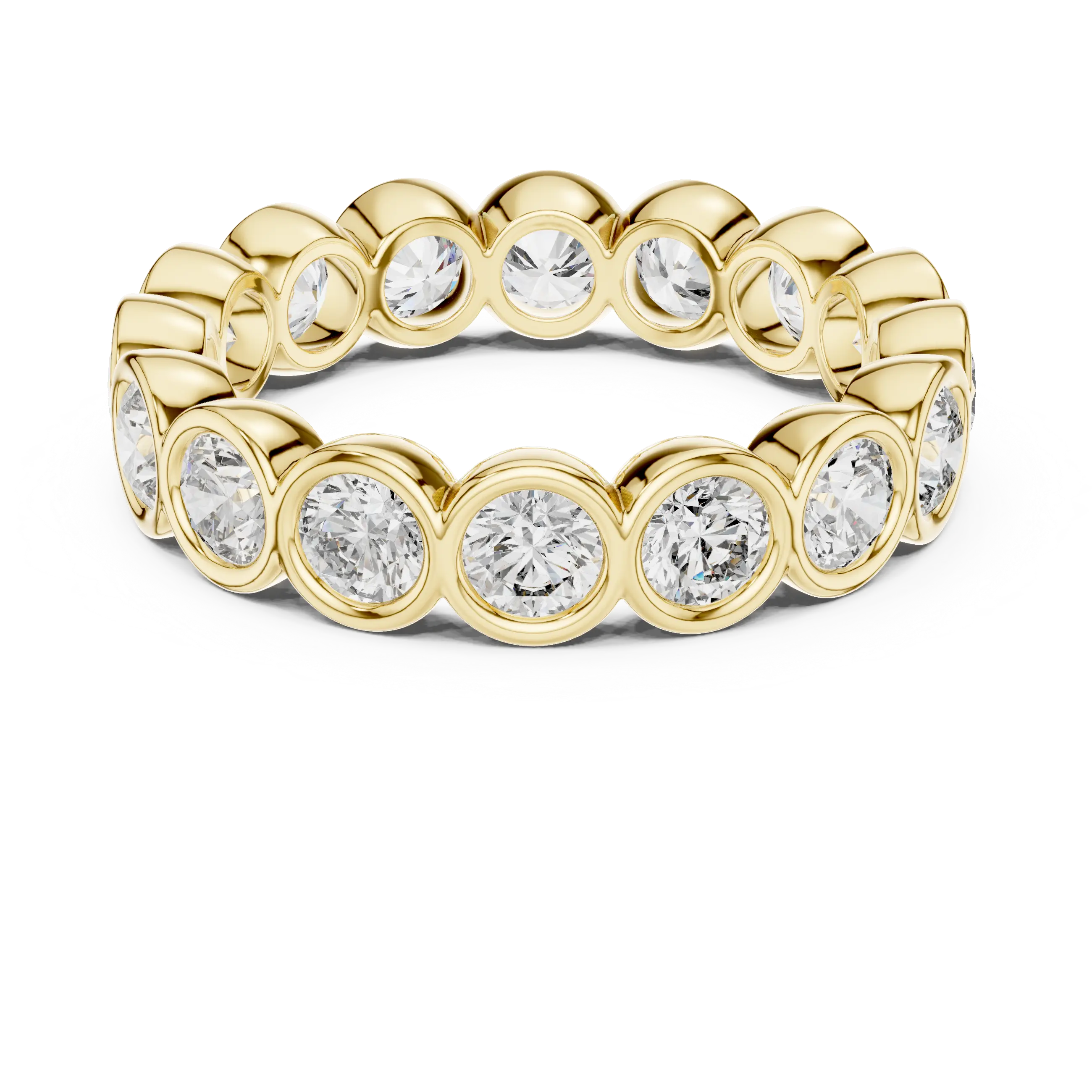MJET028 - Smooth Bezel Encased Round Stone Stackable Ring