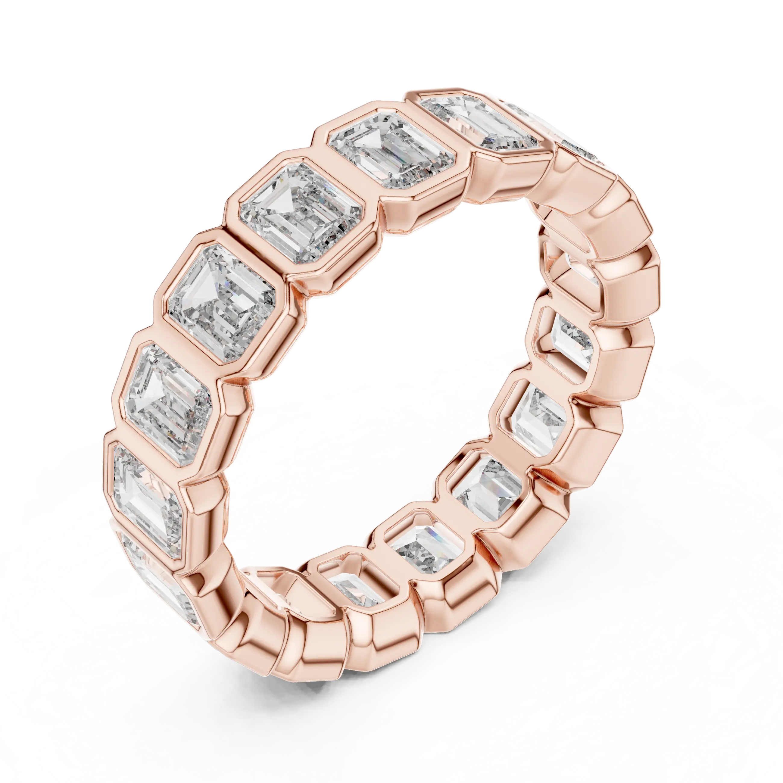 MJET027 - Emerald Cut Bezel Set Full Eternity Ring