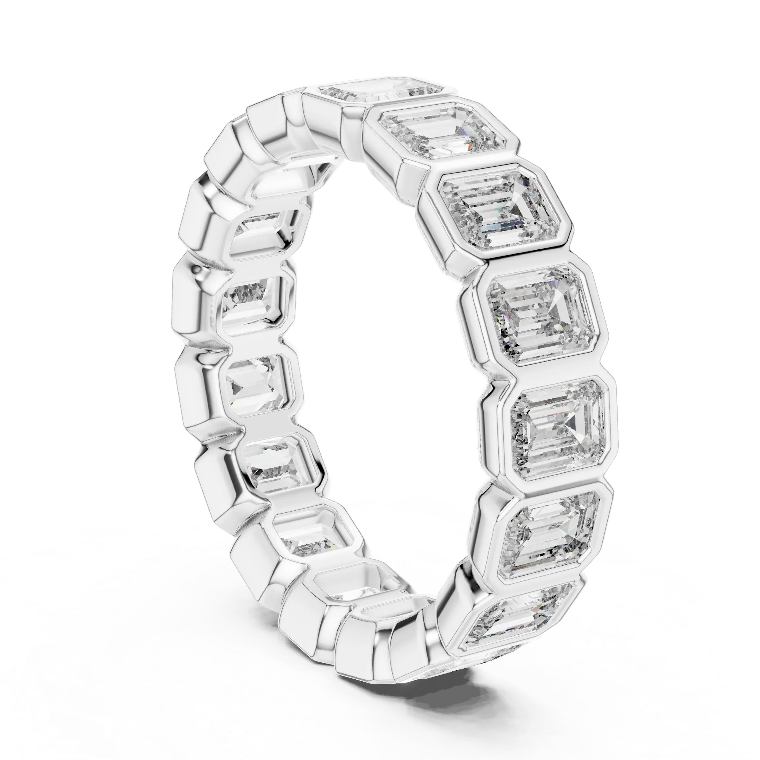 MJET027 - Emerald Cut Bezel Set Full Eternity Ring