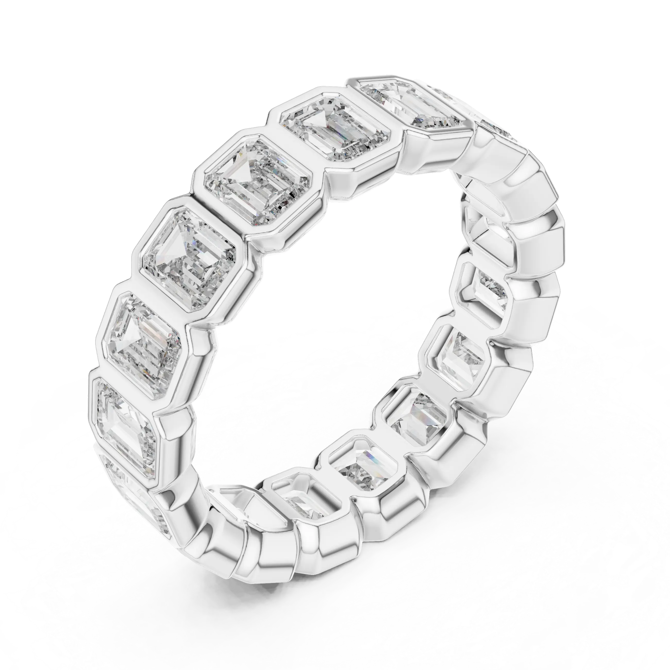 MJET027 - Emerald Cut Bezel Set Full Eternity Ring