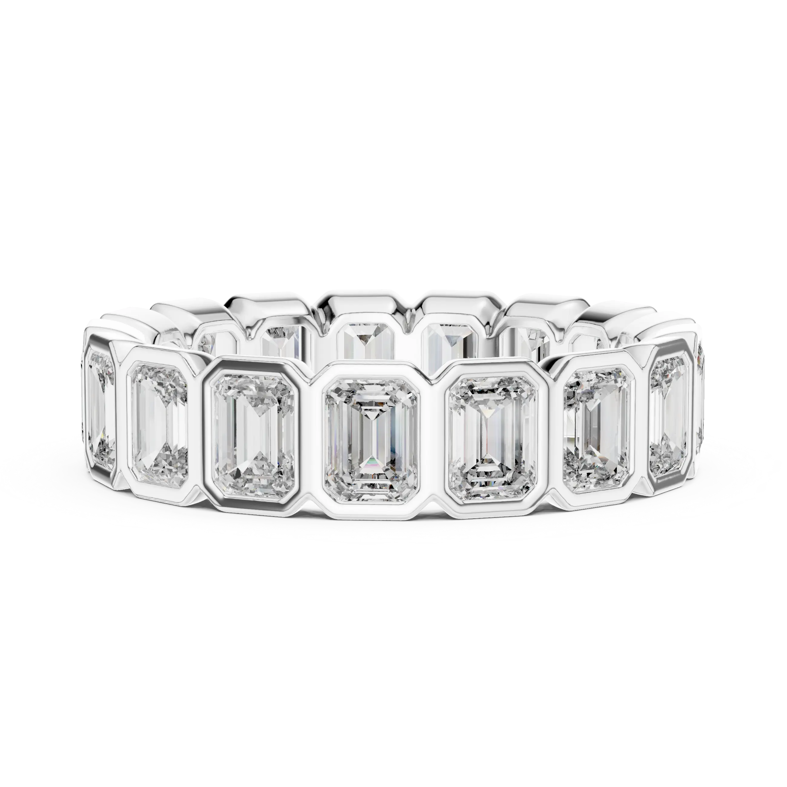 MJET027 - Emerald Cut Bezel Set Full Eternity Ring