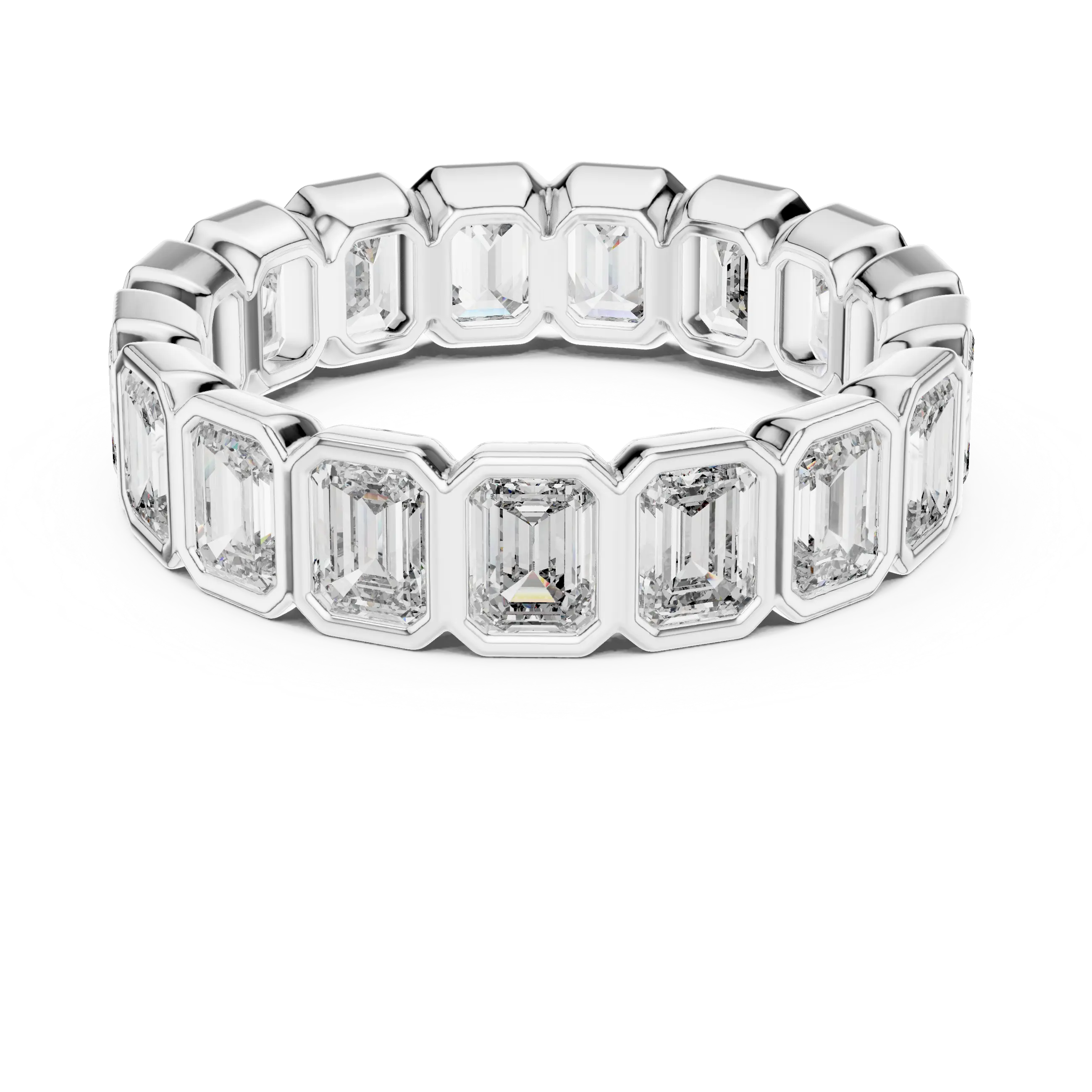 MJET027 - Emerald Cut Bezel Set Full Eternity Ring