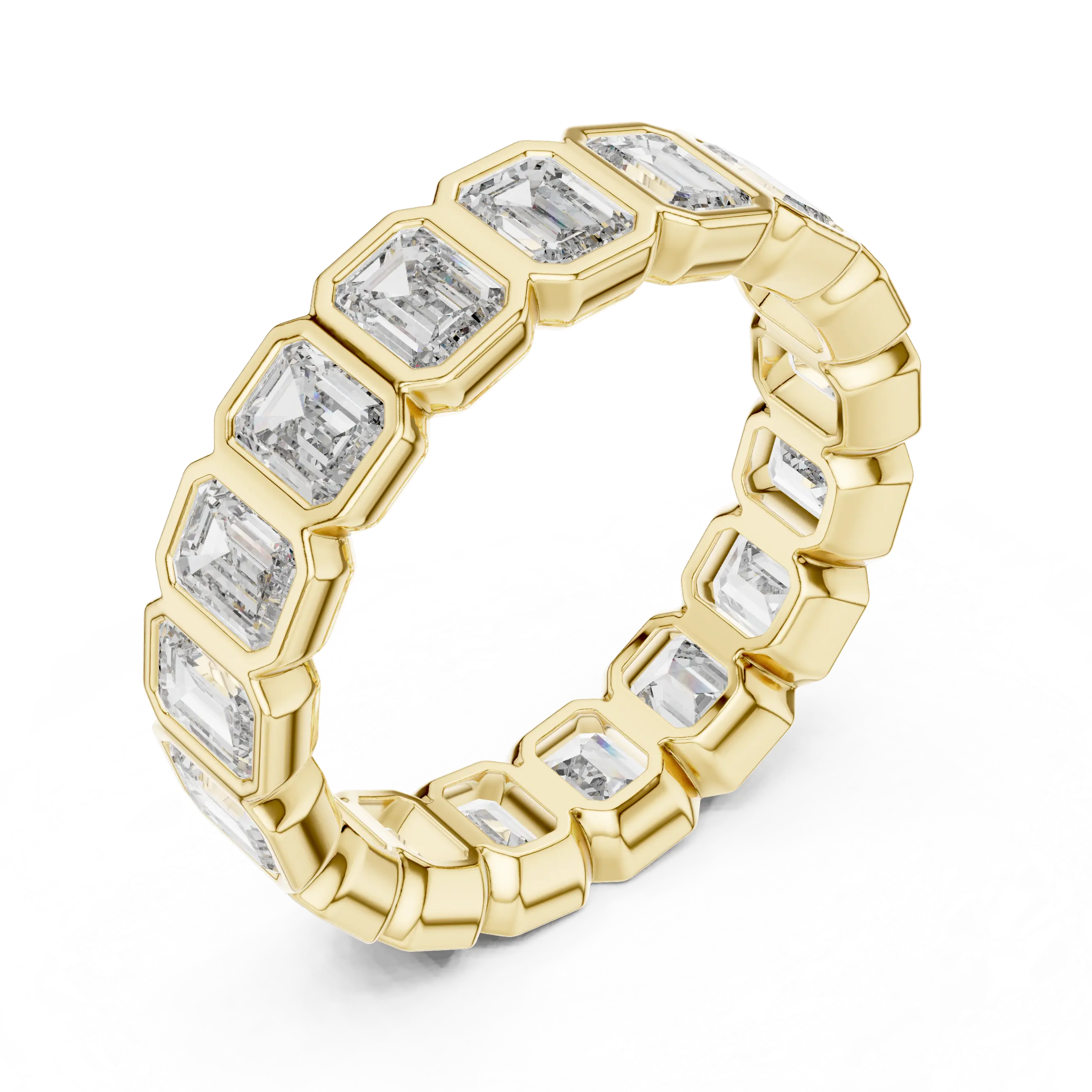 MJET027 - Emerald Cut Bezel Set Full Eternity Ring