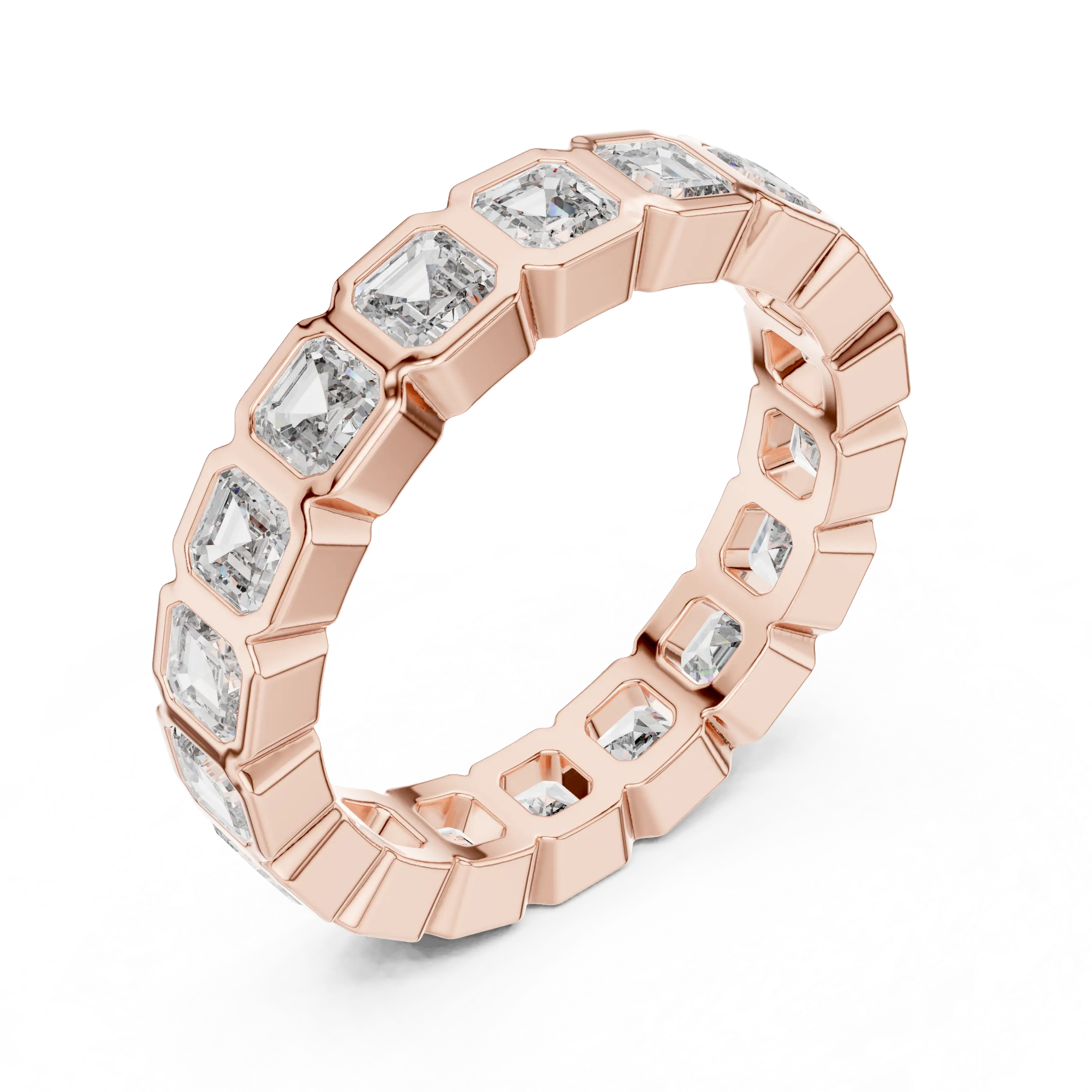 MJET031 - Asscher Cut Bezel Wrapped Full Eternity Band
