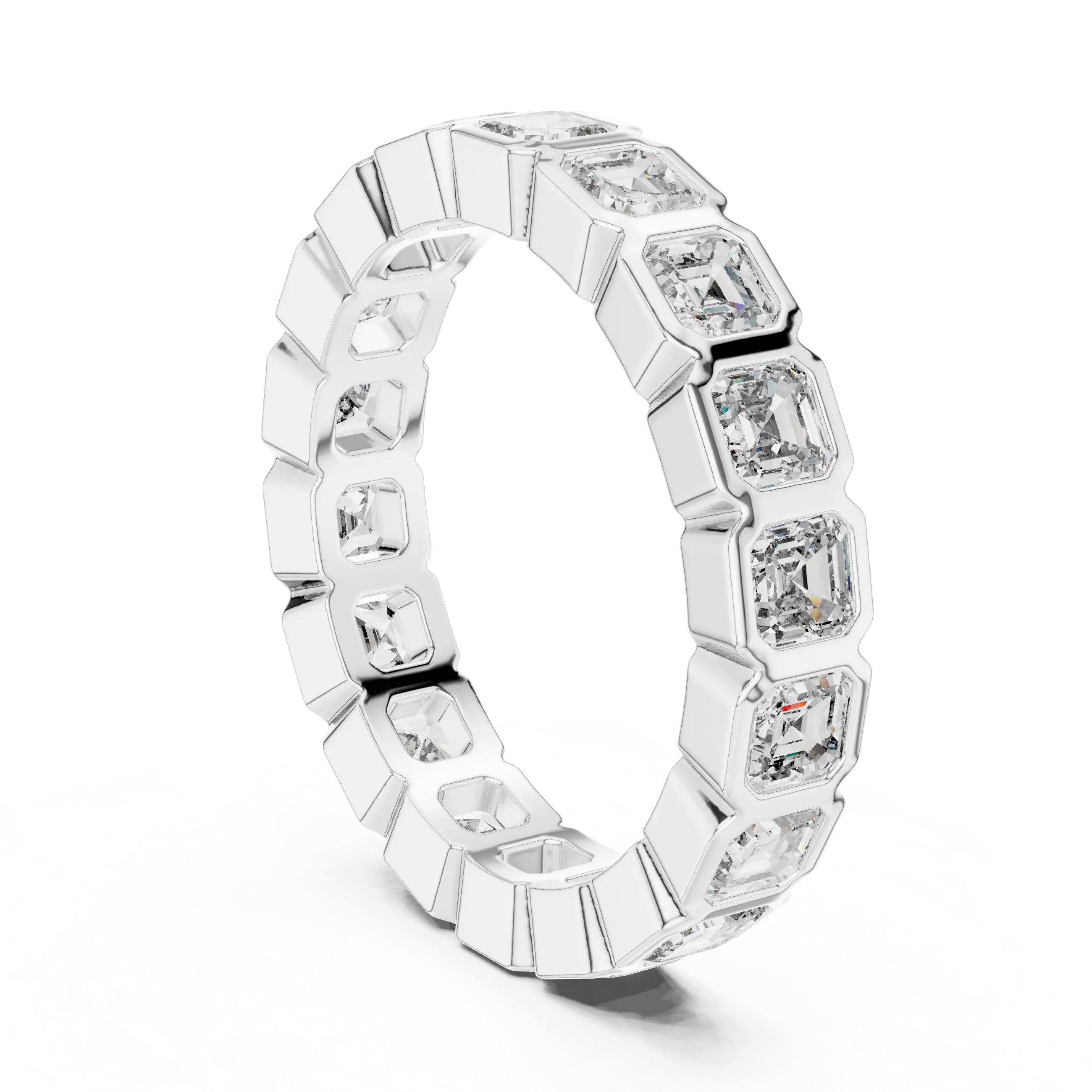MJET031 - Asscher Cut Bezel Wrapped Full Eternity Band