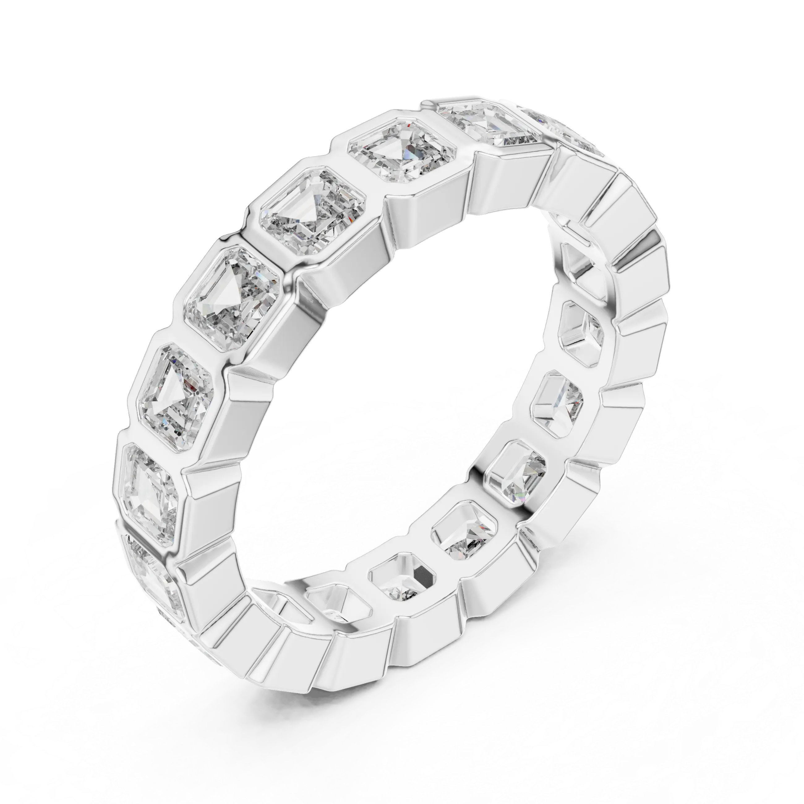 MJET031 - Asscher Cut Bezel Wrapped Full Eternity Band