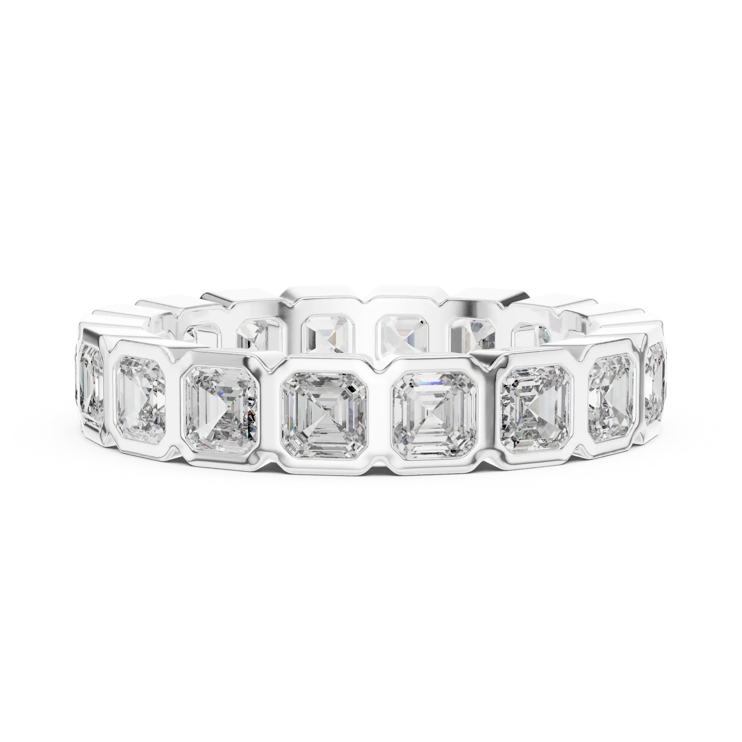 MJET031 - Asscher Cut Bezel Wrapped Full Eternity Band