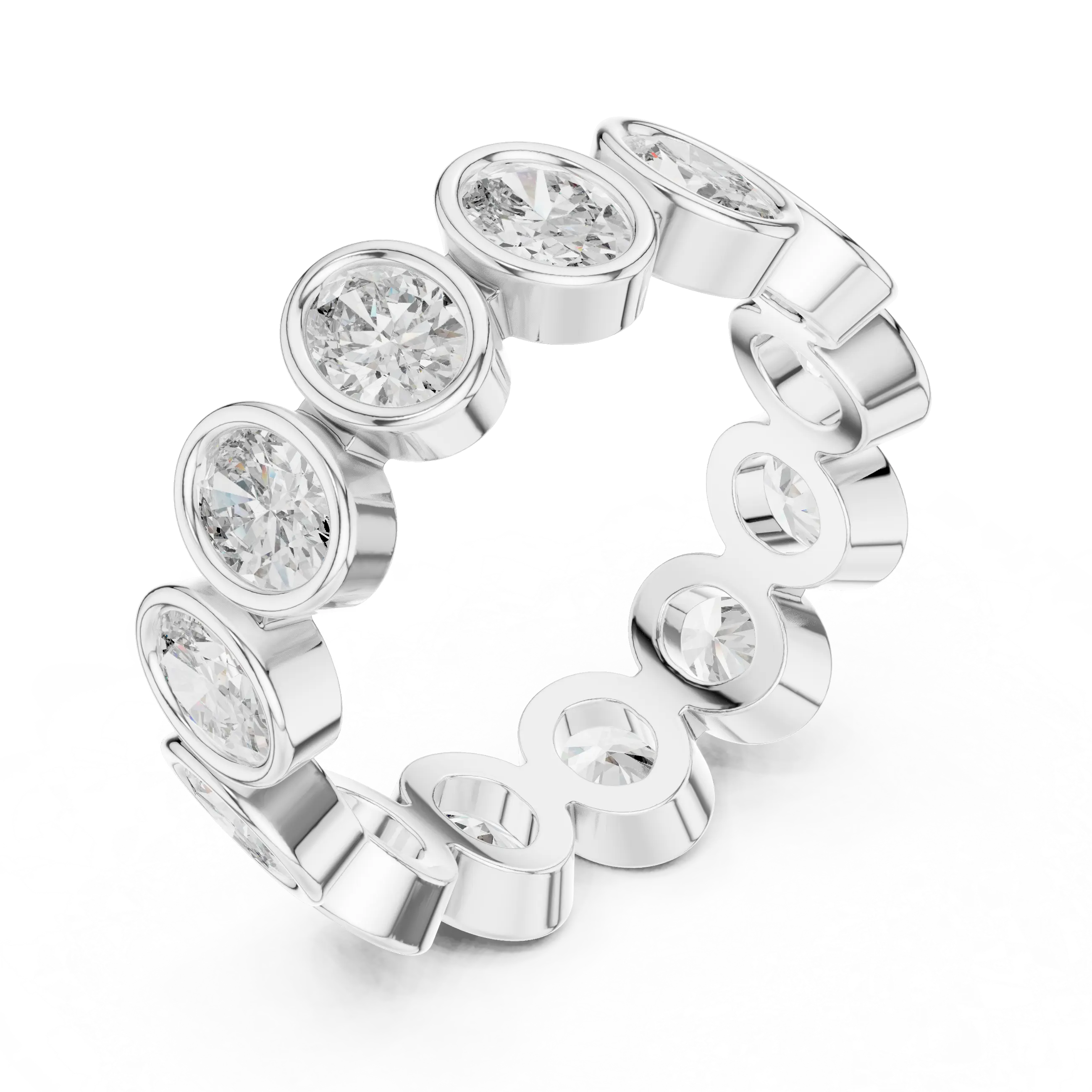 MJET032 - Oval Cut Bezel Set Full Eternity Band