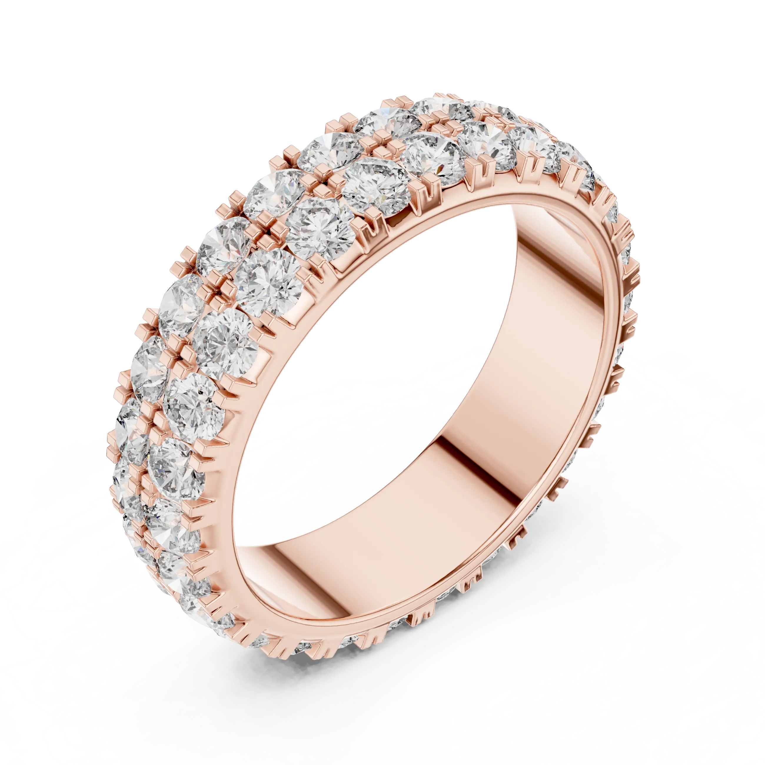 MJET034 - Dual Tier Round Stone Shared Prong Eternity Ring