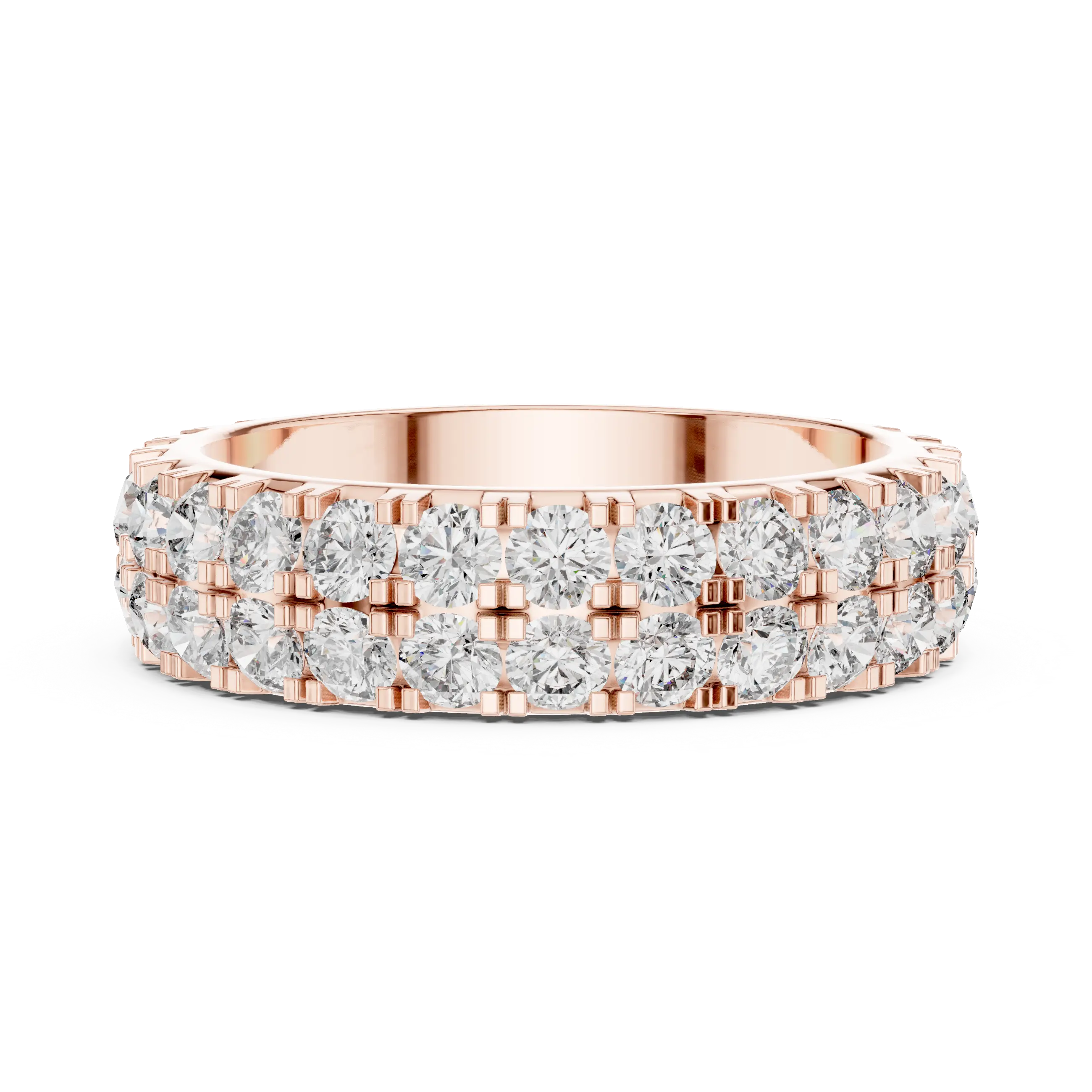MJET034 - Dual Tier Round Stone Shared Prong Eternity Ring