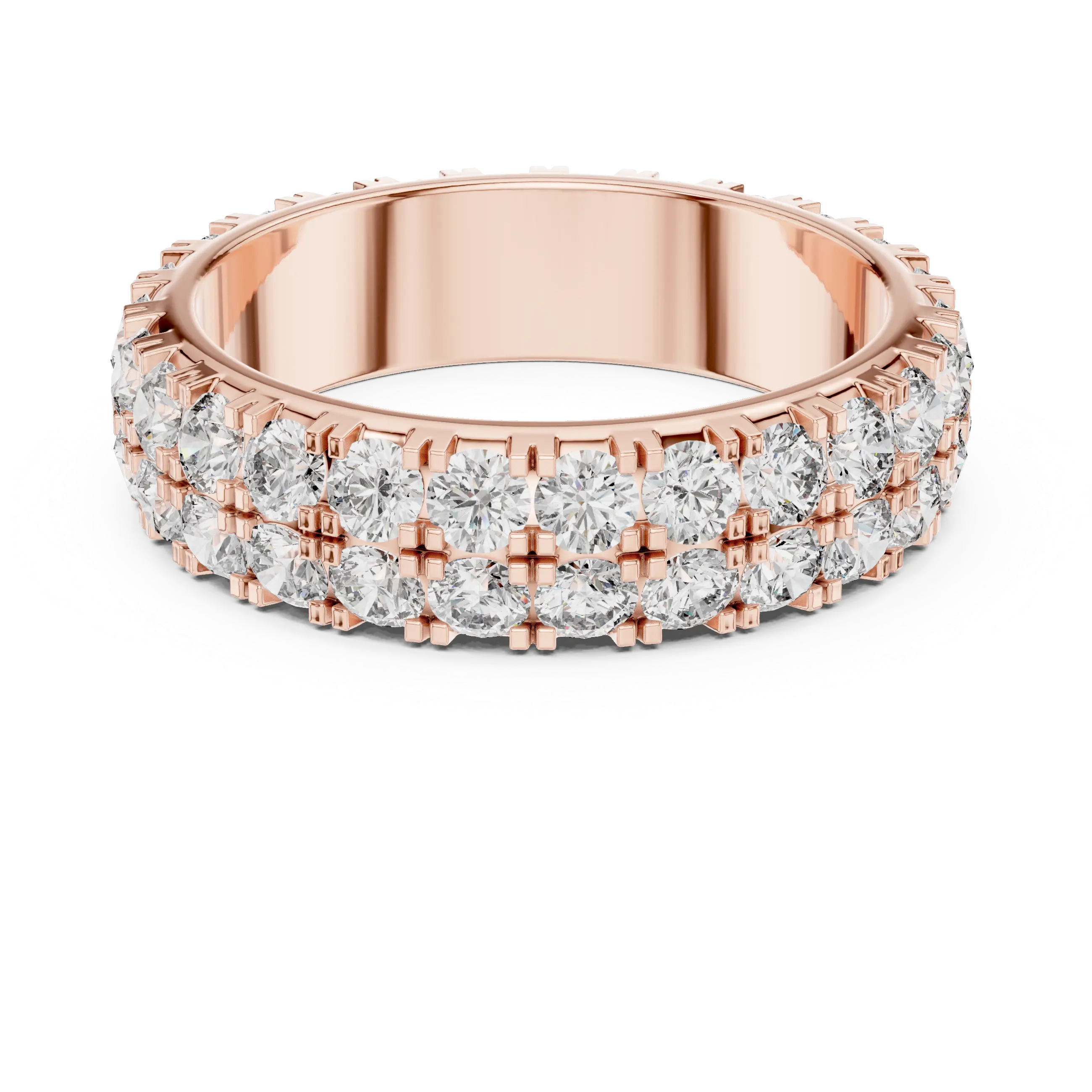 MJET034 - Dual Tier Round Stone Shared Prong Eternity Ring
