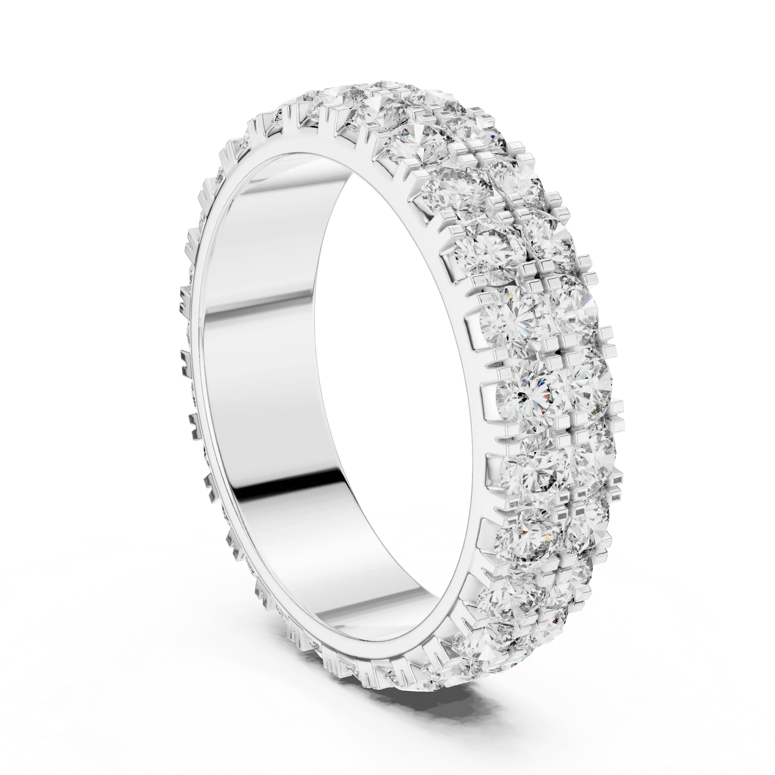 MJET034 - Dual Tier Round Stone Shared Prong Eternity Ring