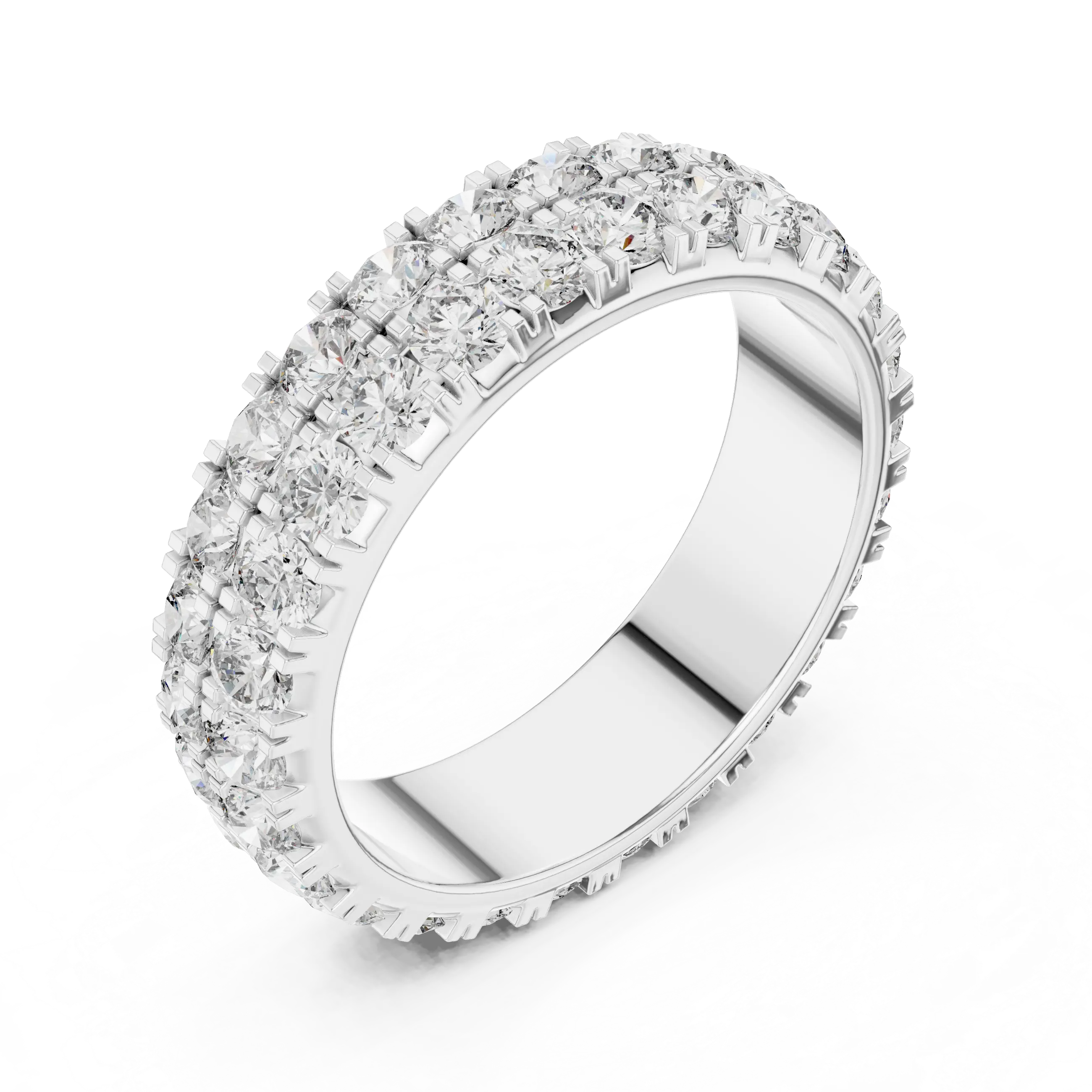 MJET034 - Dual Tier Round Stone Shared Prong Eternity Ring