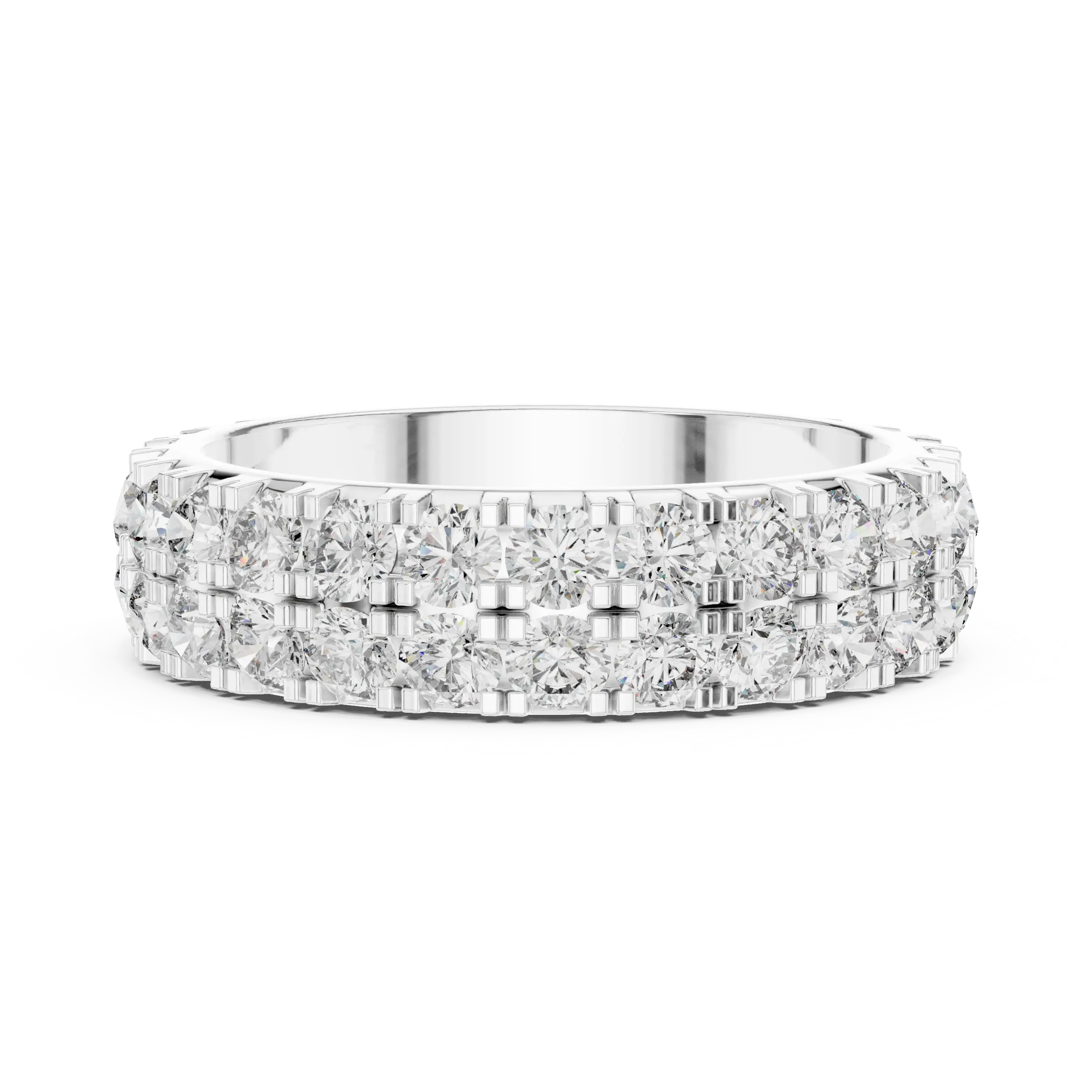MJET034 - Dual Tier Round Stone Shared Prong Eternity Ring