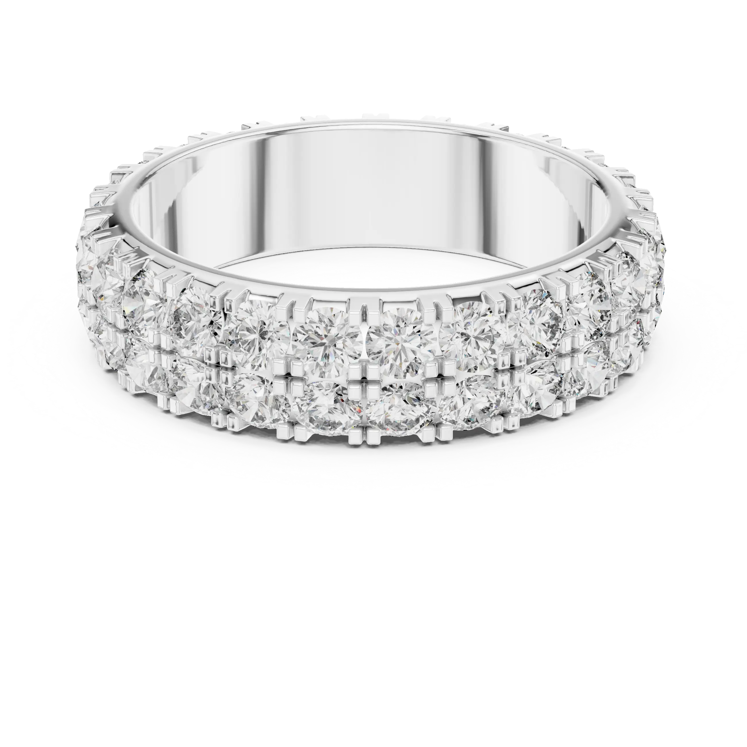 MJET034 - Dual Tier Round Stone Shared Prong Eternity Ring