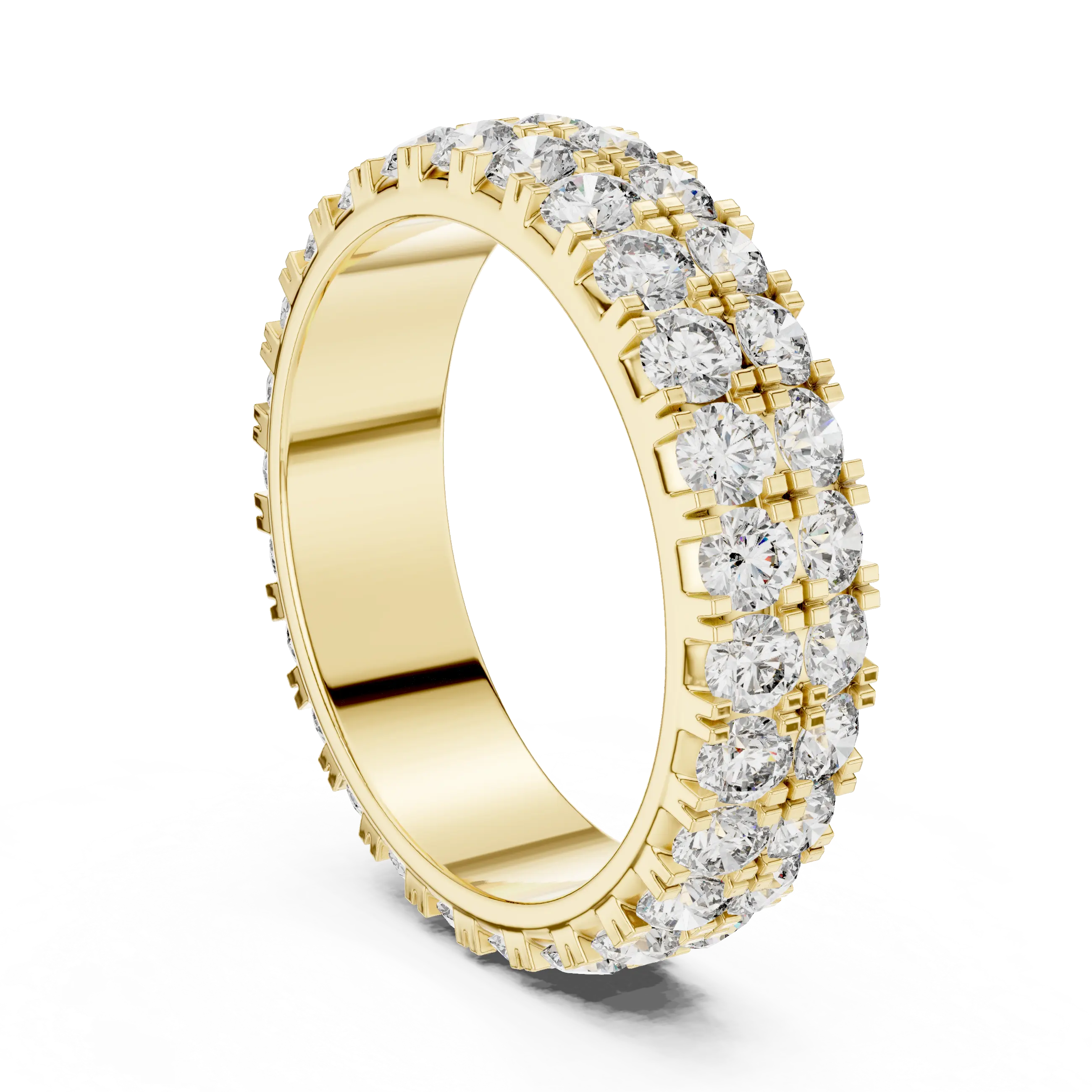 MJET034 - Dual Tier Round Stone Shared Prong Eternity Ring