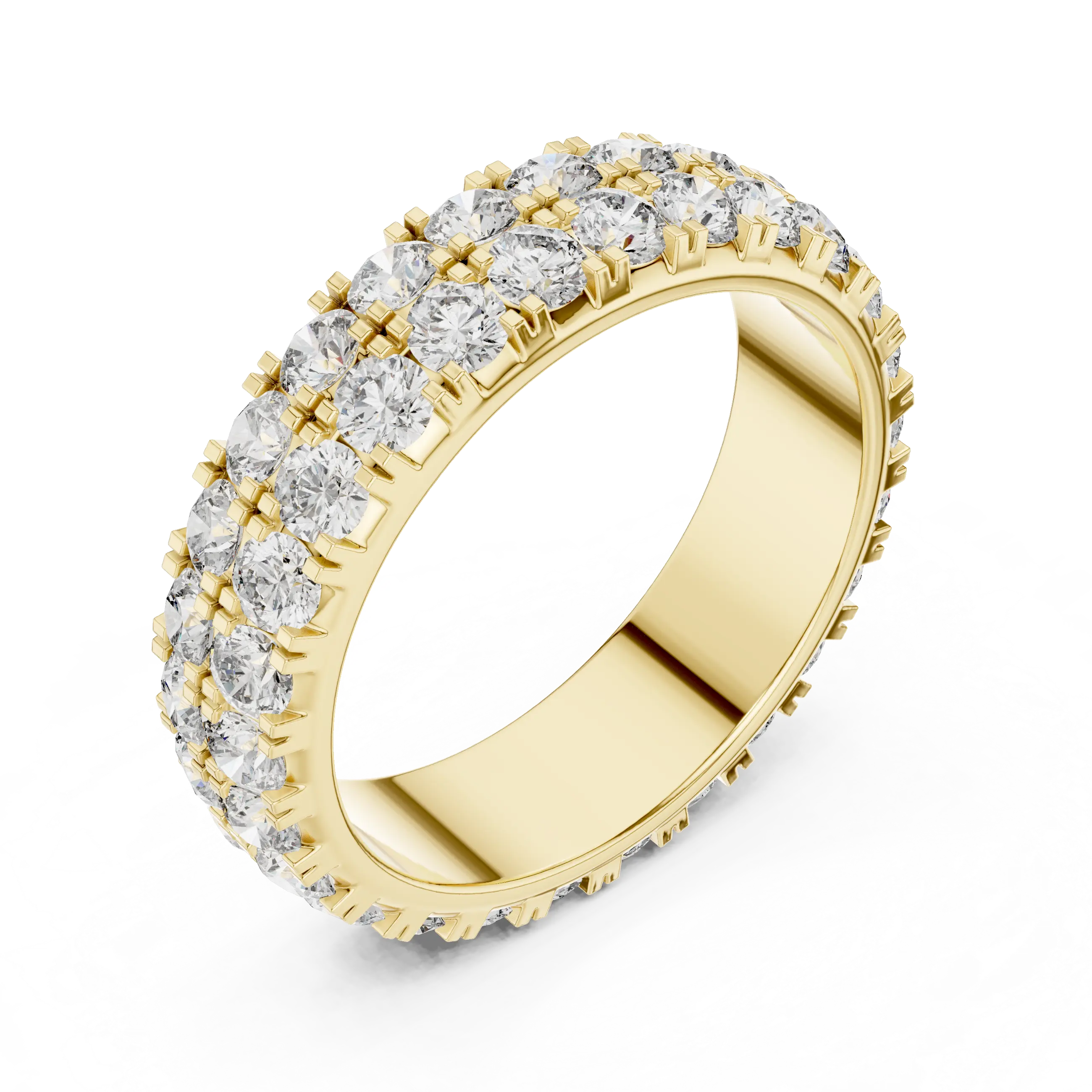 MJET034 - Dual Tier Round Stone Shared Prong Eternity Ring