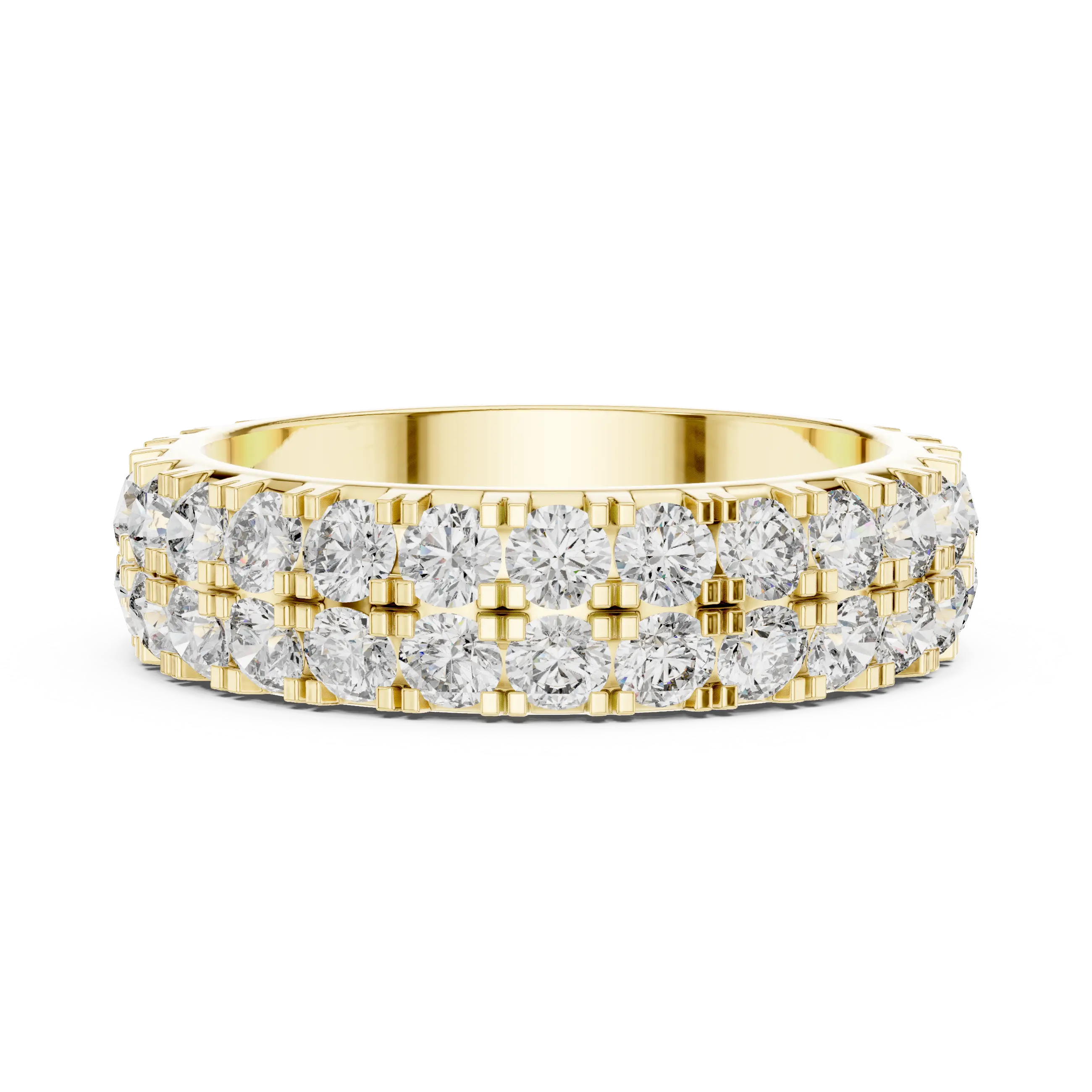 MJET034 - Dual Tier Round Stone Shared Prong Eternity Ring