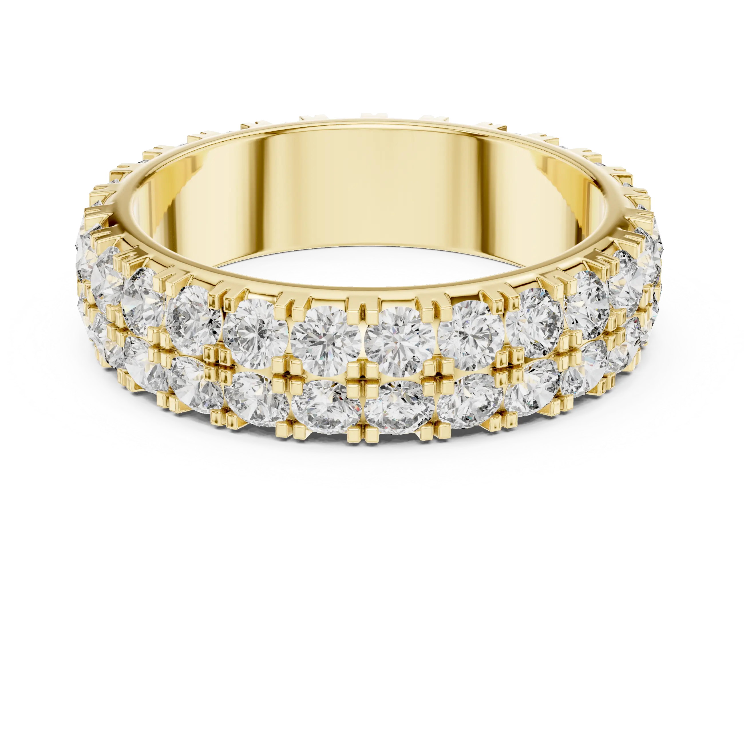 MJET034 - Dual Tier Round Stone Shared Prong Eternity Ring