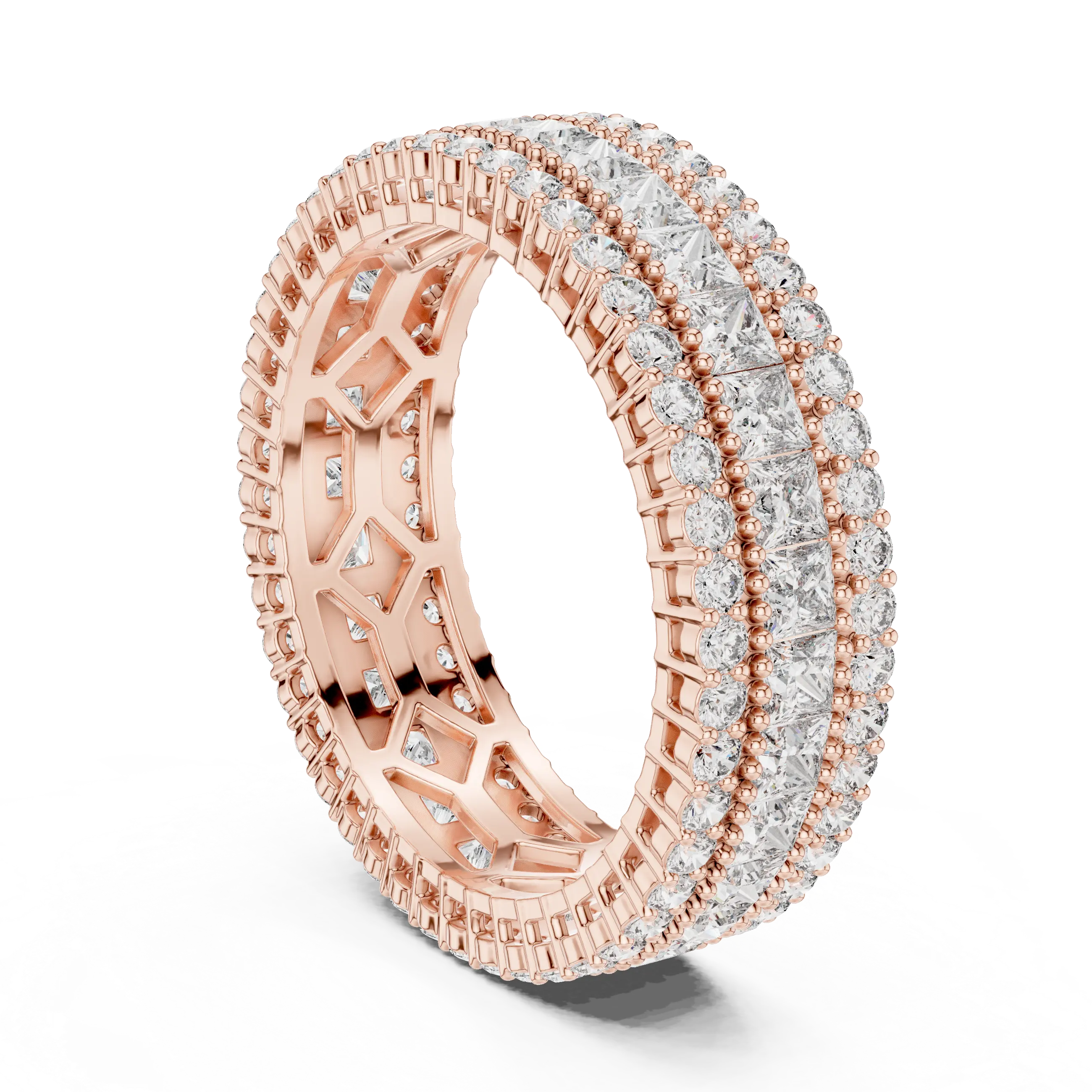 MJET035 - Princess Cut Channel Band with Pavé Diamond Borders