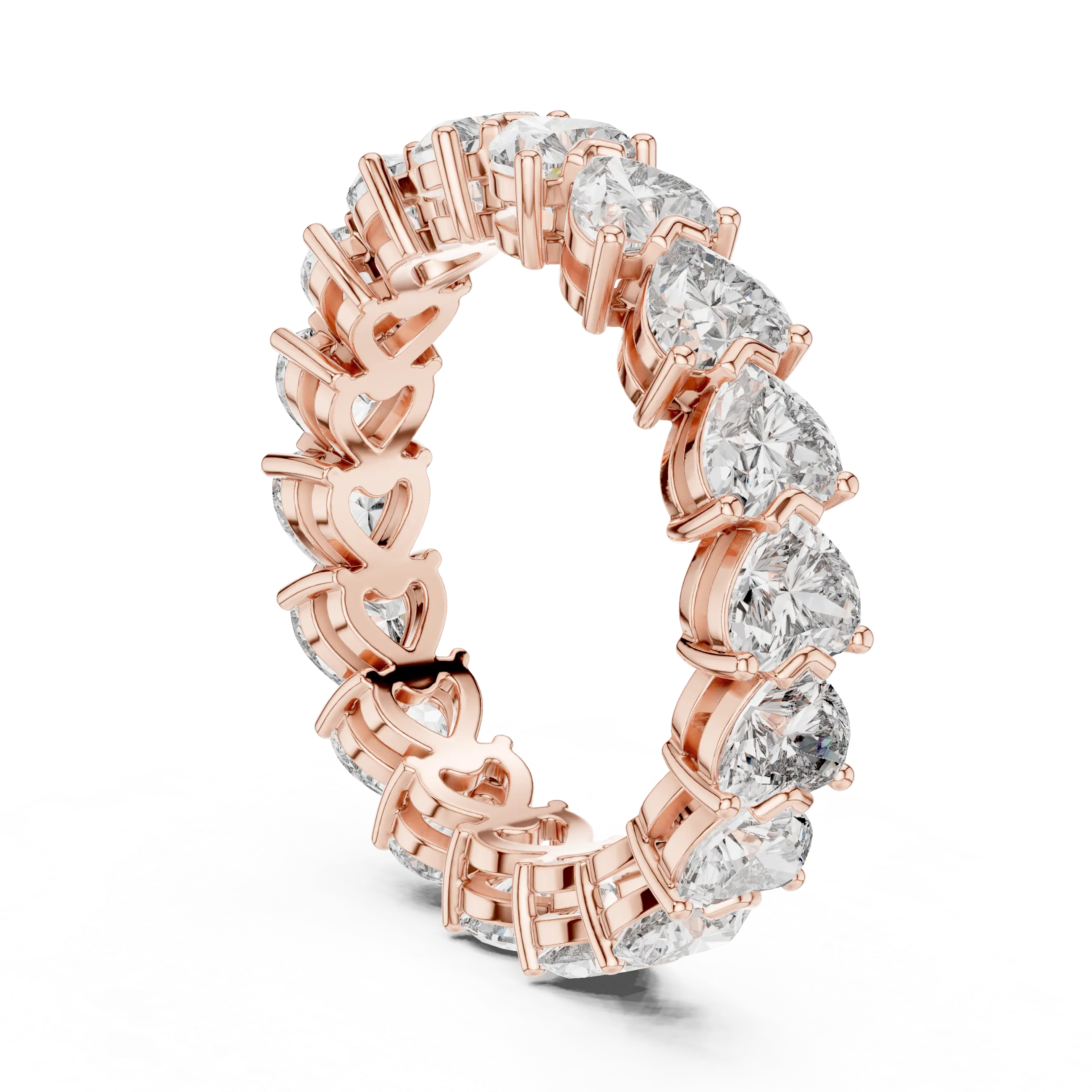 MJET036 - Heart Cut Prong Set Interlocking Eternity Band