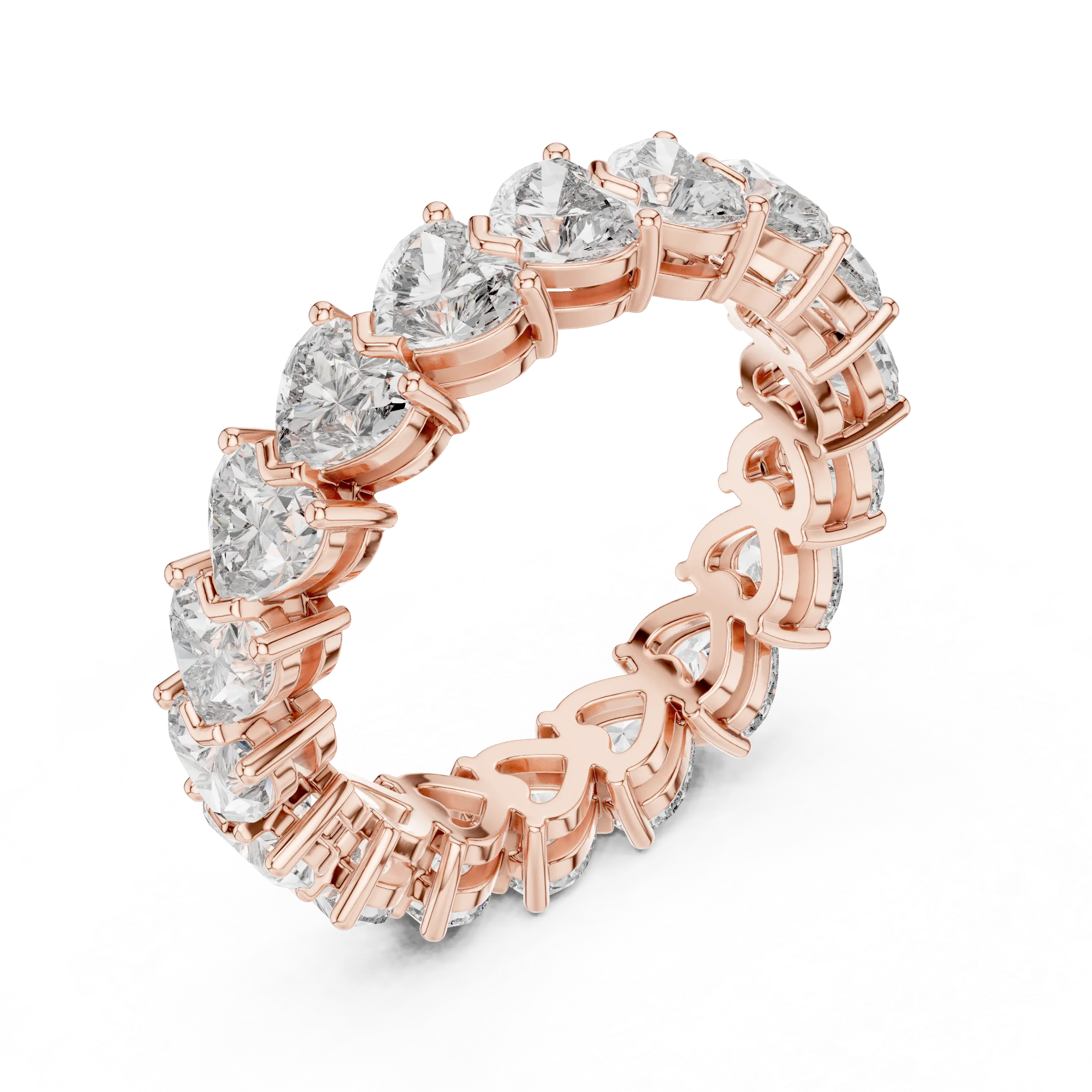 MJET036 - Heart Cut Prong Set Interlocking Eternity Band