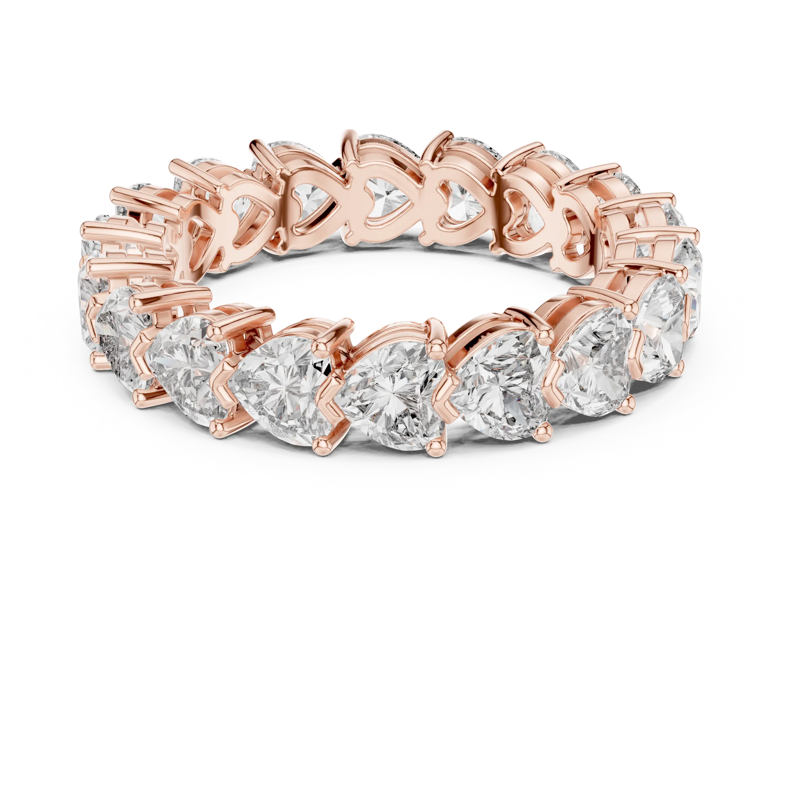 MJET036 - Heart Cut Prong Set Interlocking Eternity Band