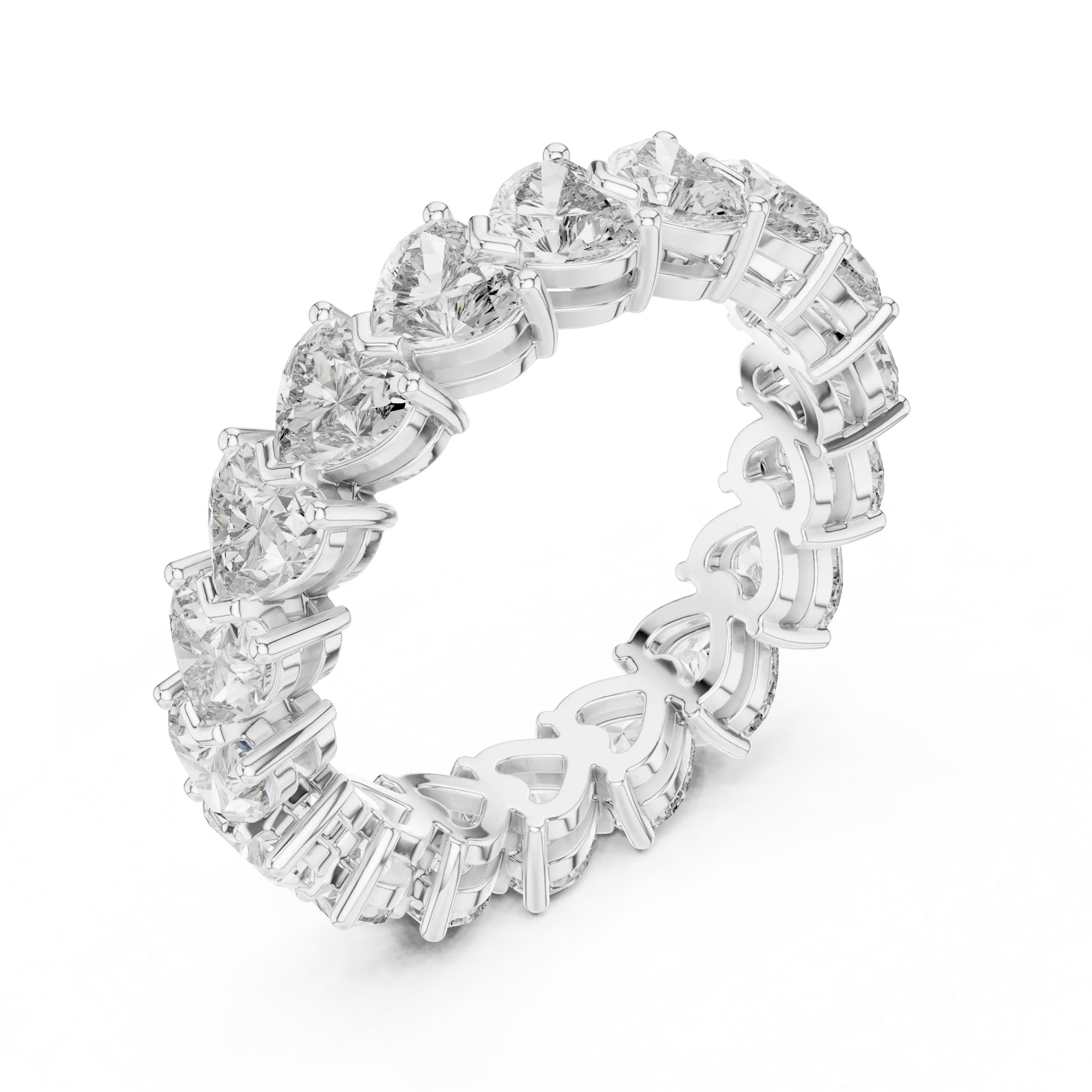 MJET036 - Heart Cut Prong Set Interlocking Eternity Band