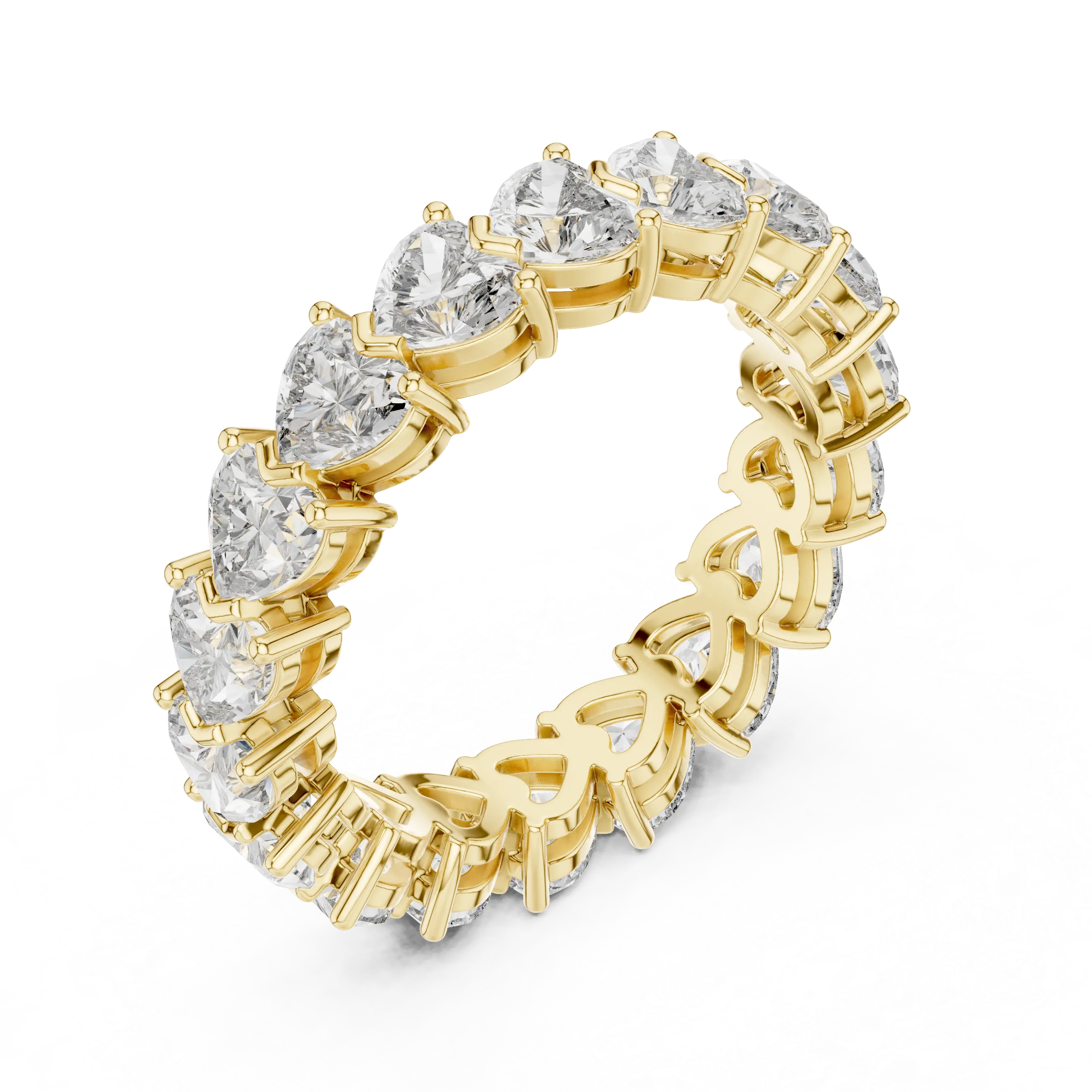 MJET036 - Heart Cut Prong Set Interlocking Eternity Band