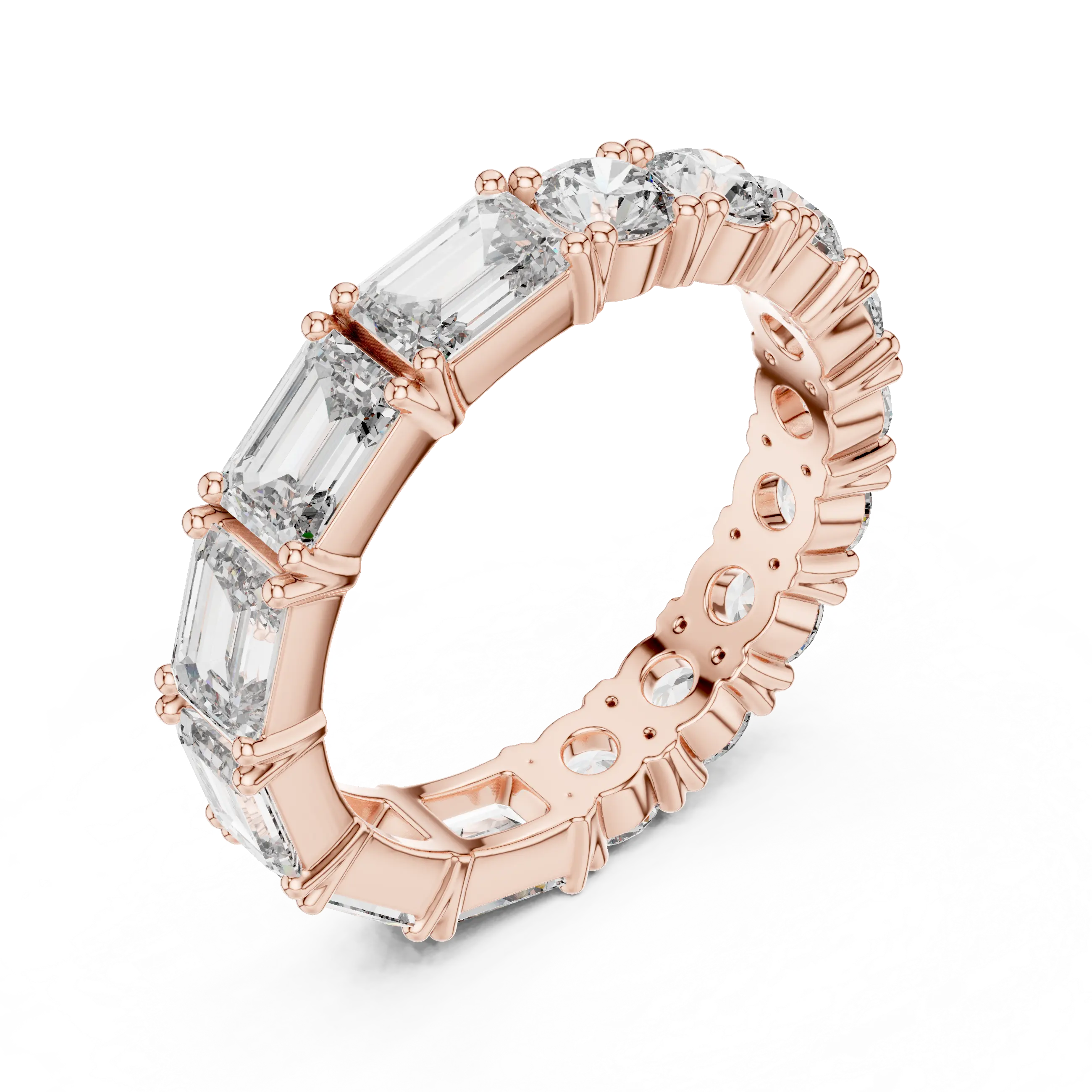 MJET037 - Dual Cut Geometric Accent Eternity Stacking Ring