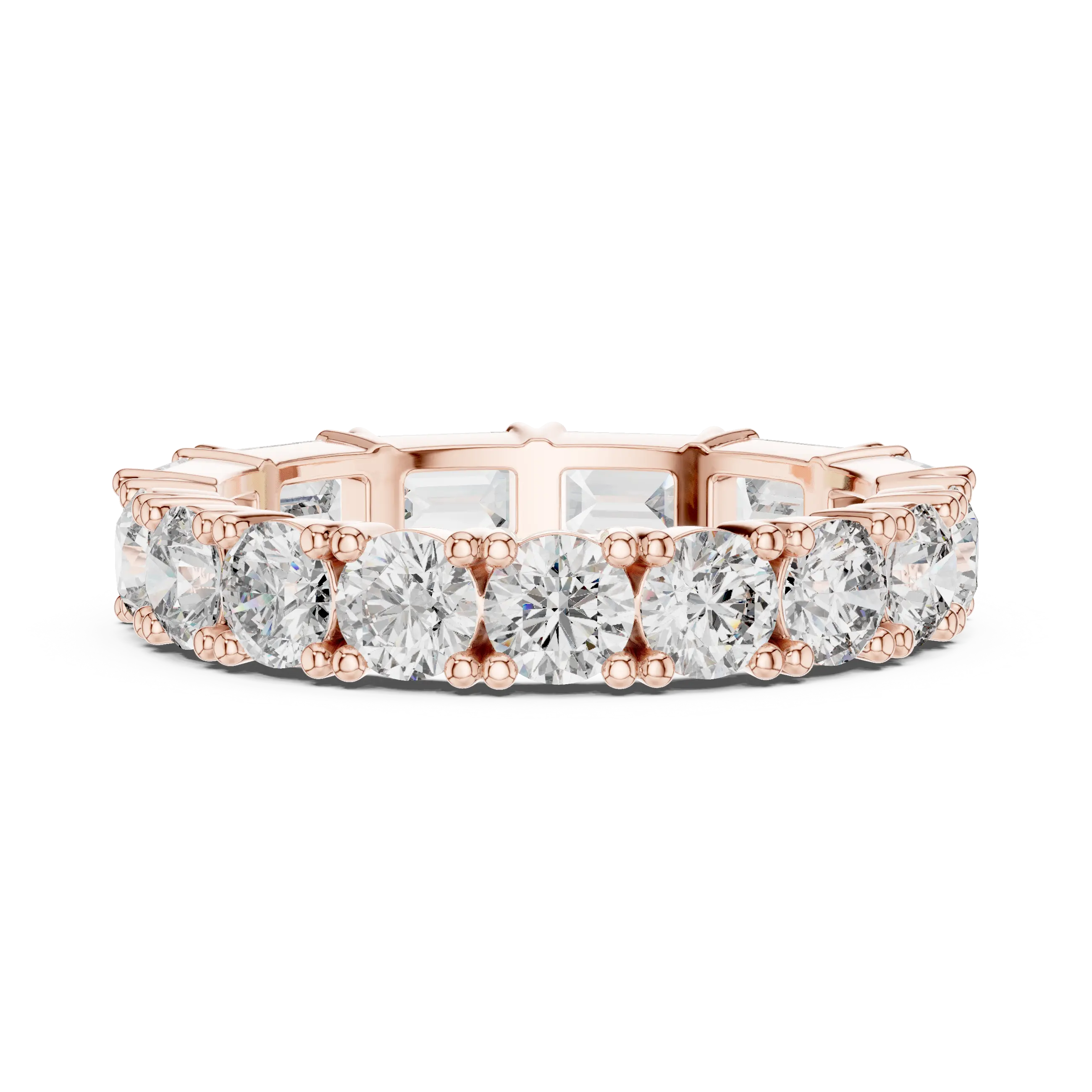 MJET037 - Dual Cut Geometric Accent Eternity Stacking Ring