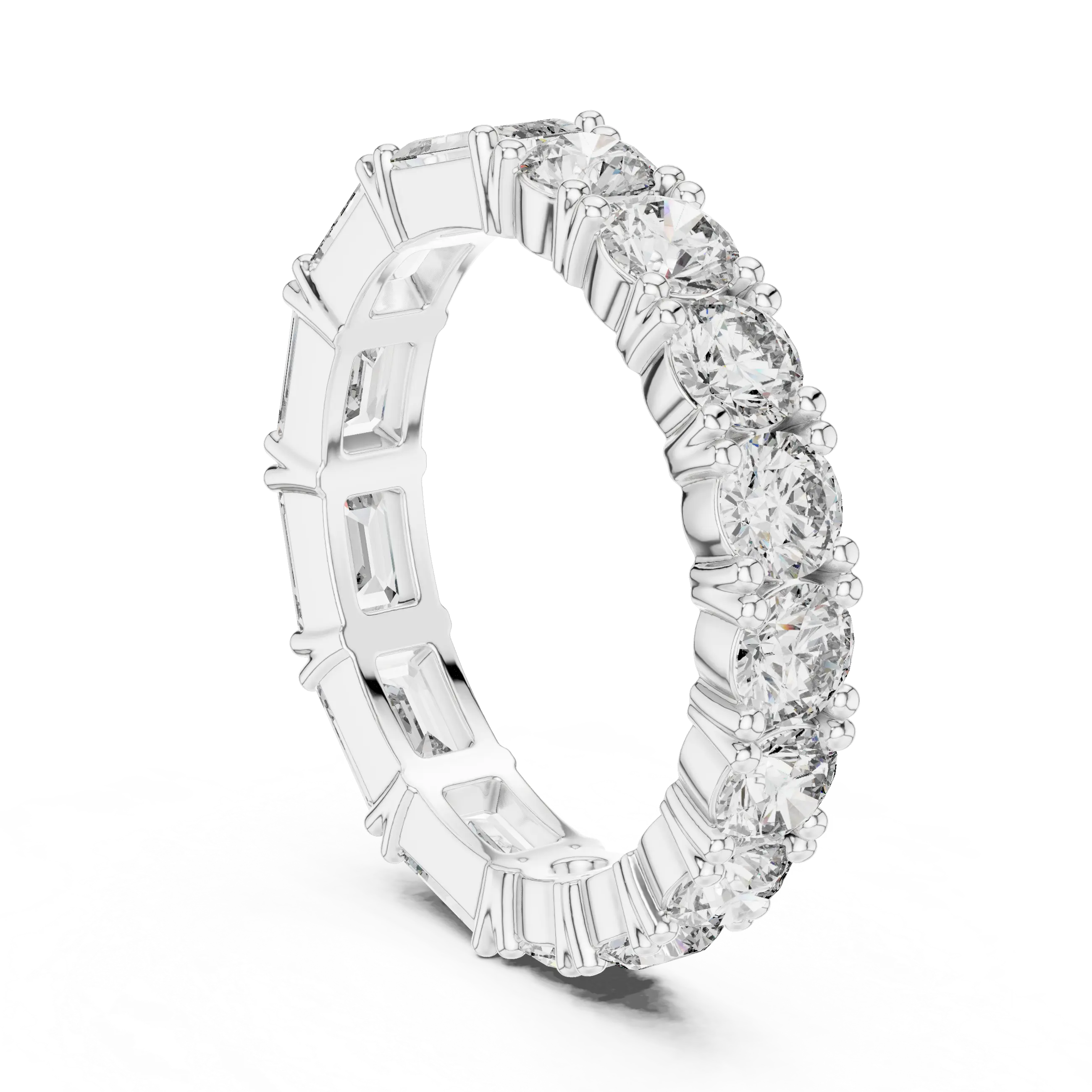 MJET037 - Dual Cut Geometric Accent Eternity Stacking Ring