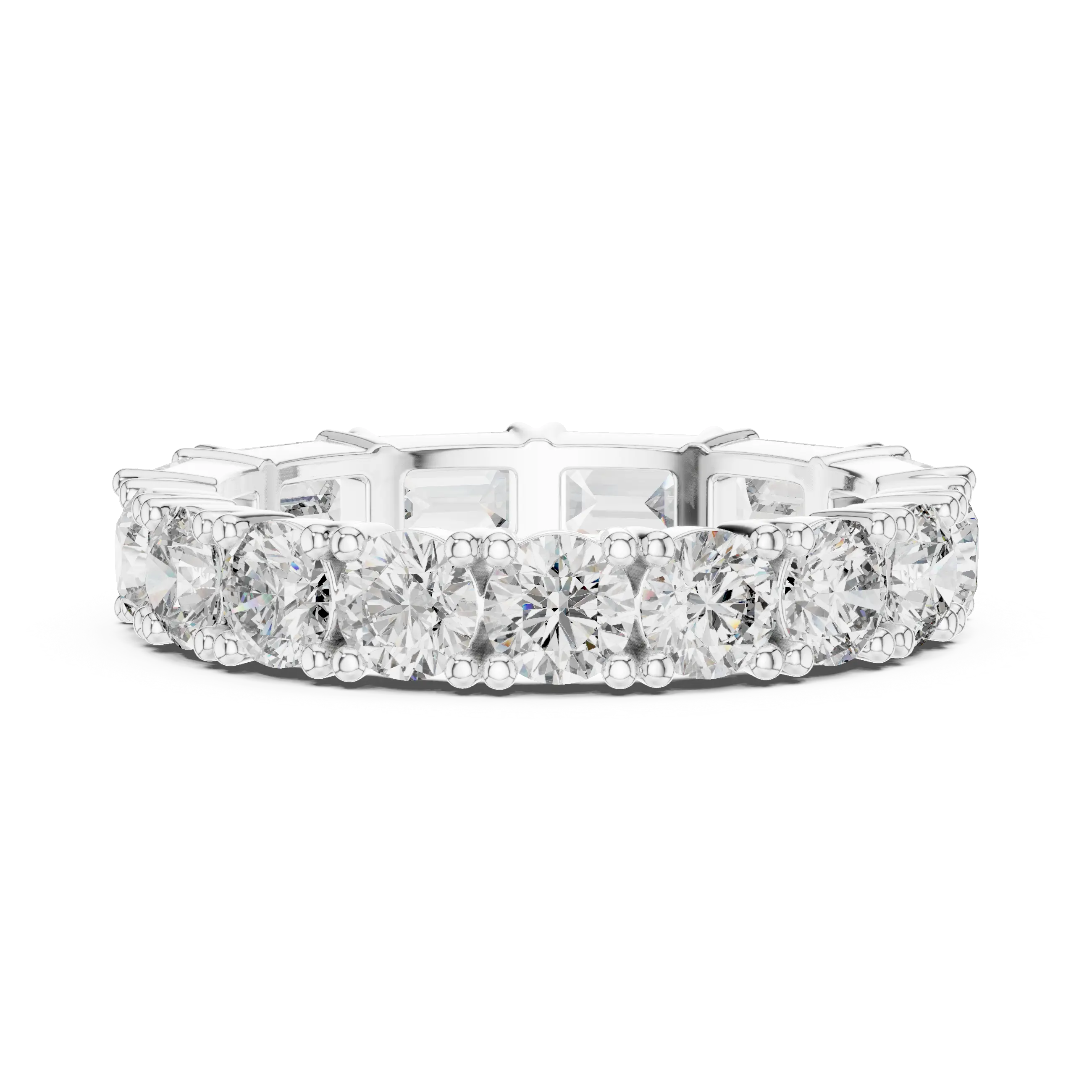 MJET037 - Dual Cut Geometric Accent Eternity Stacking Ring