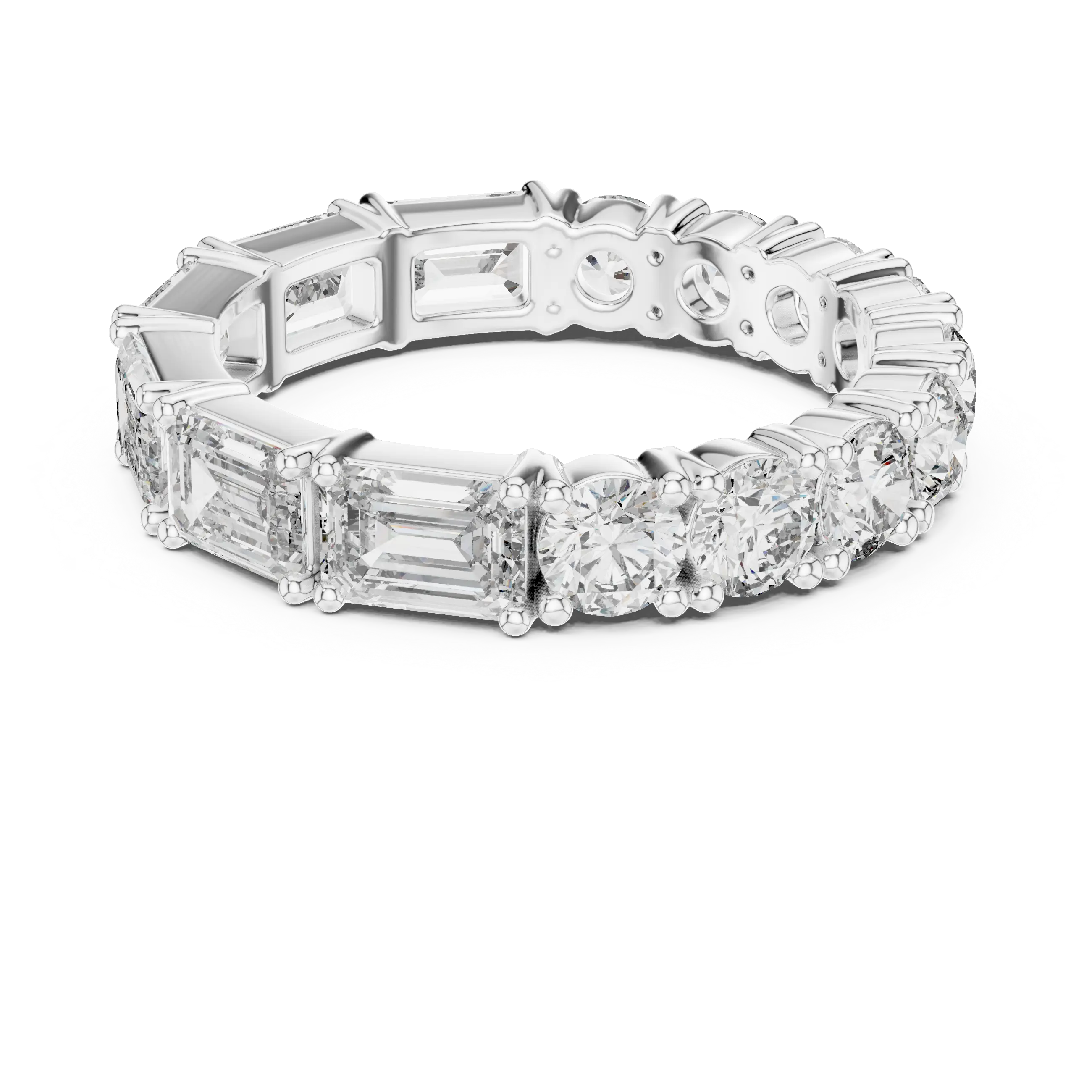 MJET037 - Dual Cut Geometric Accent Eternity Stacking Ring