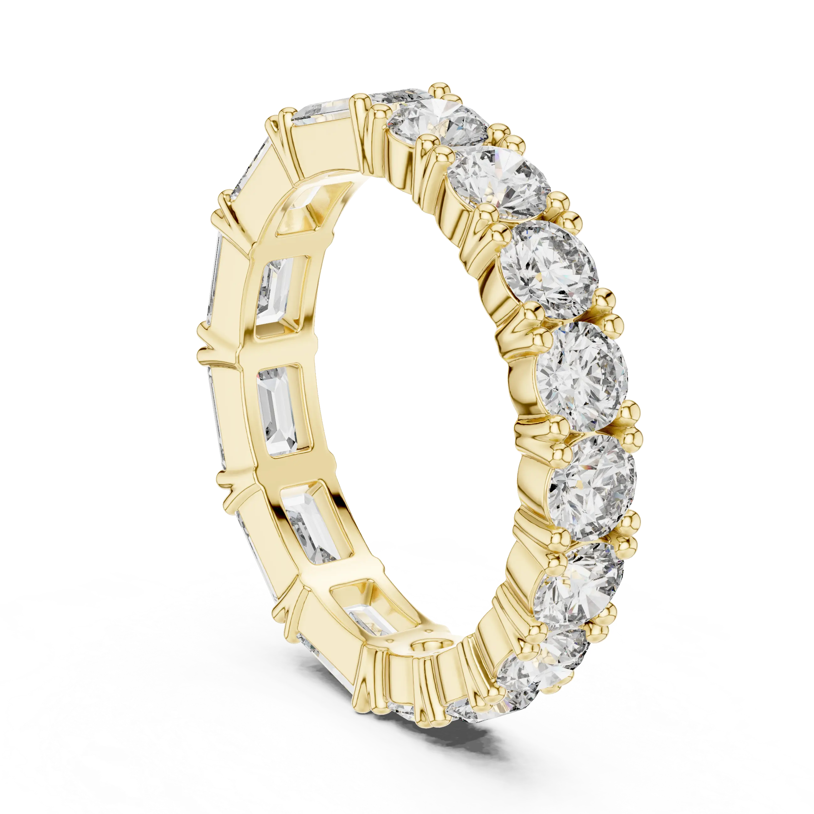 MJET037 - Dual Cut Geometric Accent Eternity Stacking Ring