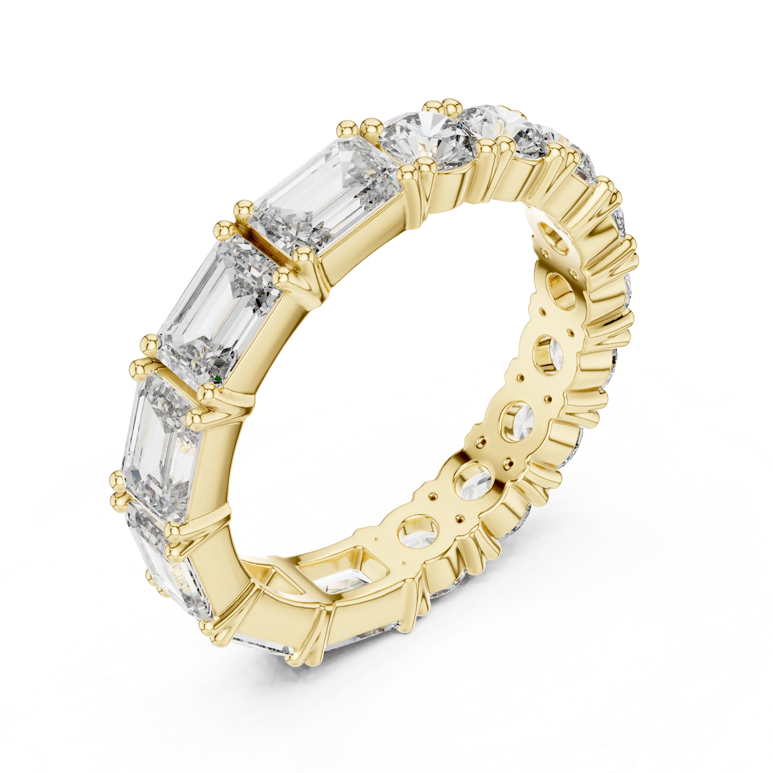 MJET037 - Dual Cut Geometric Accent Eternity Stacking Ring