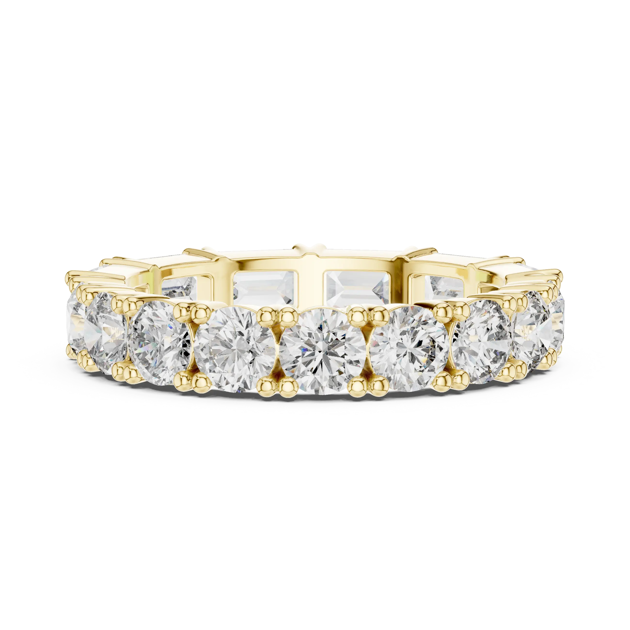 MJET037 - Dual Cut Geometric Accent Eternity Stacking Ring
