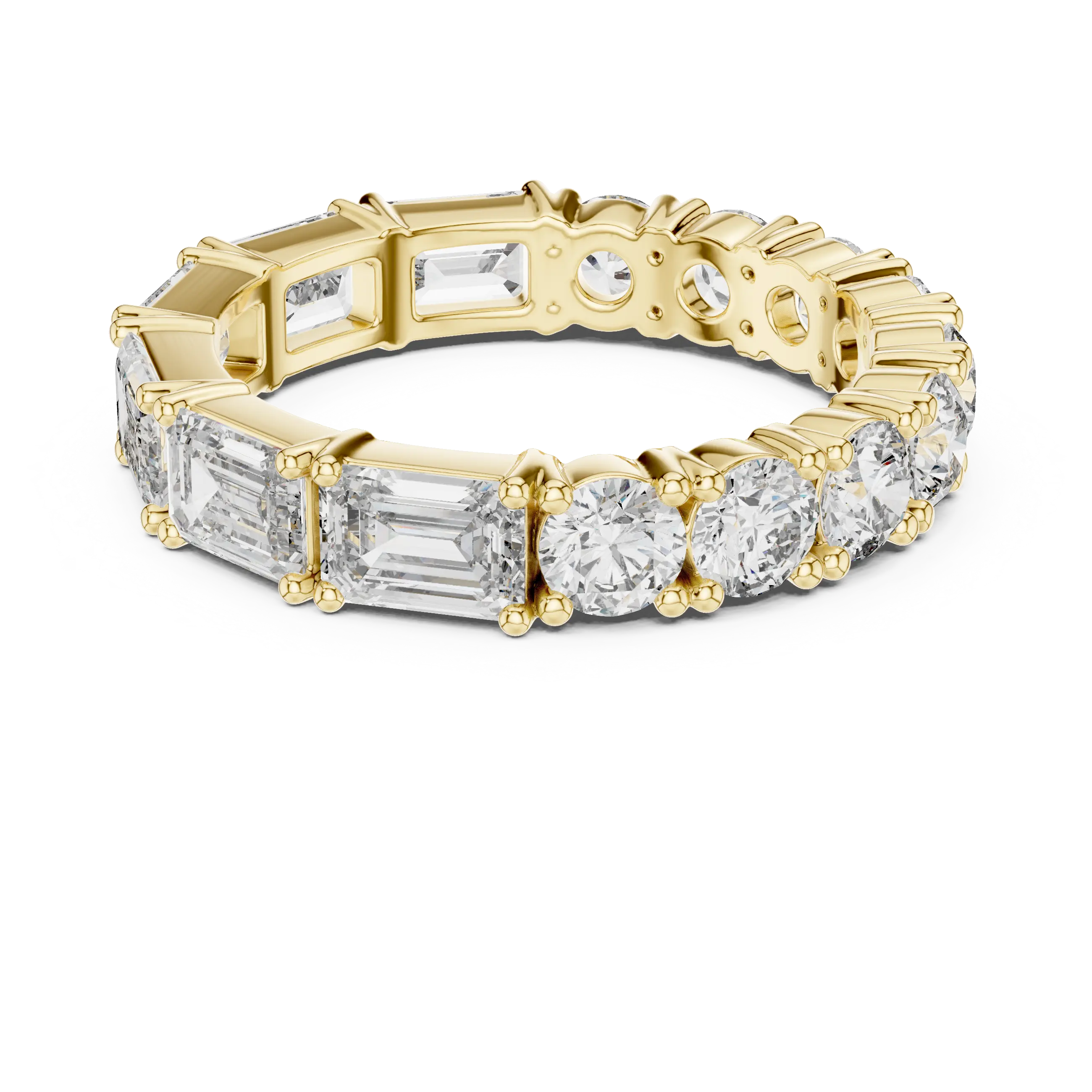 MJET037 - Dual Cut Geometric Accent Eternity Stacking Ring