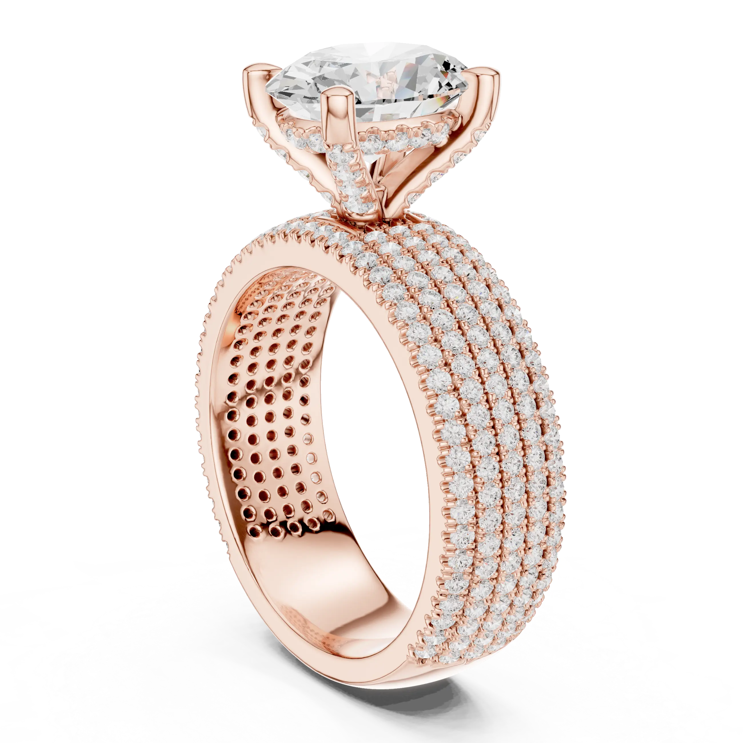 MJA011 - Five-Row Diamond Encrusted Oval Statement Ring