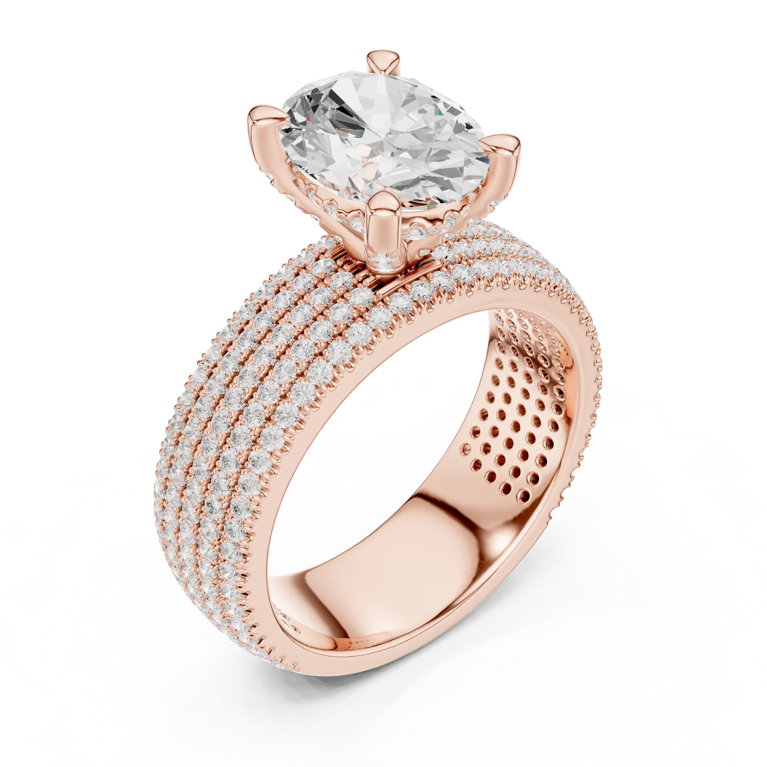 MJA011 - Five-Row Diamond Encrusted Oval Statement Ring