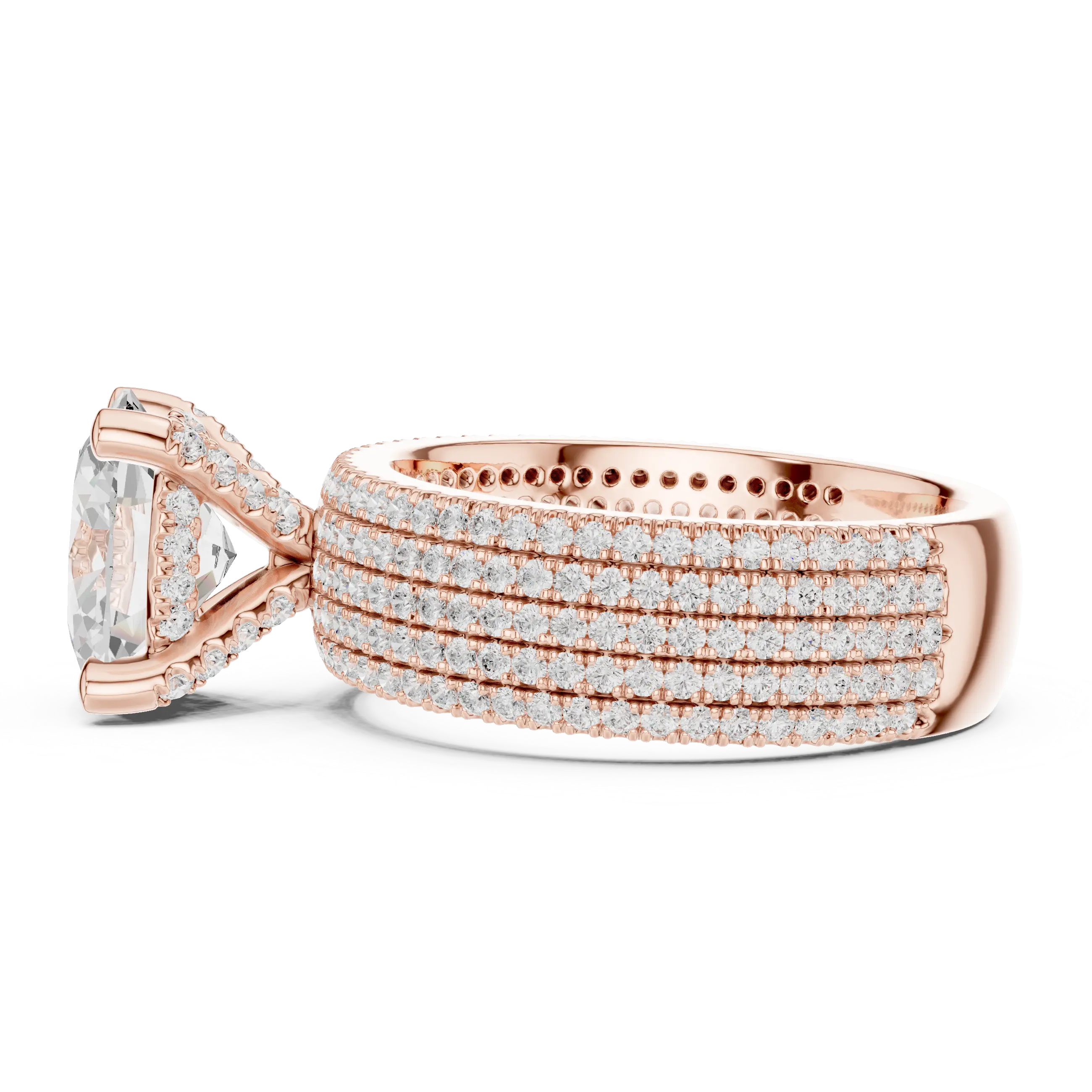 MJA011 - Five-Row Diamond Encrusted Oval Statement Ring