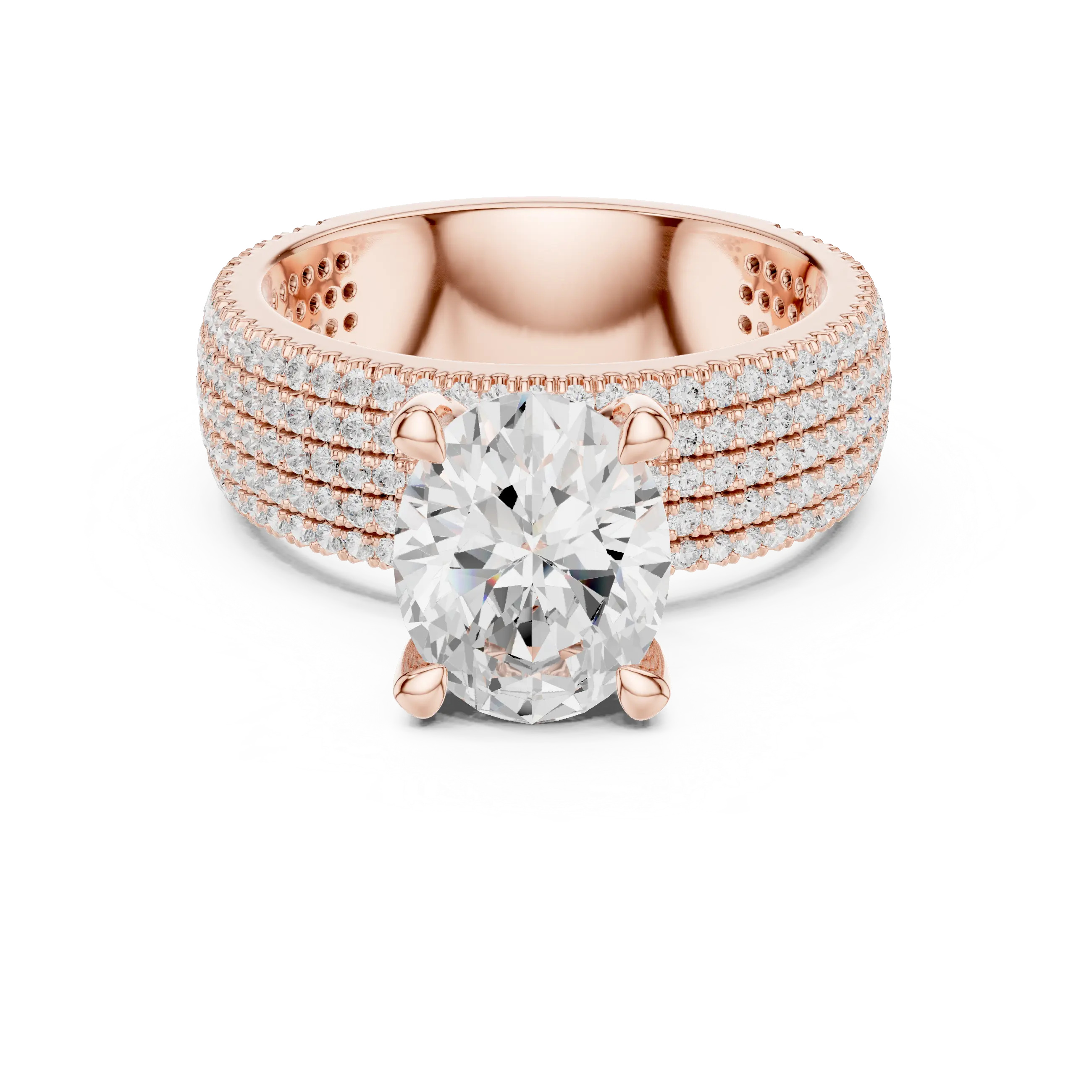 MJA011 - Five-Row Diamond Encrusted Oval Statement Ring
