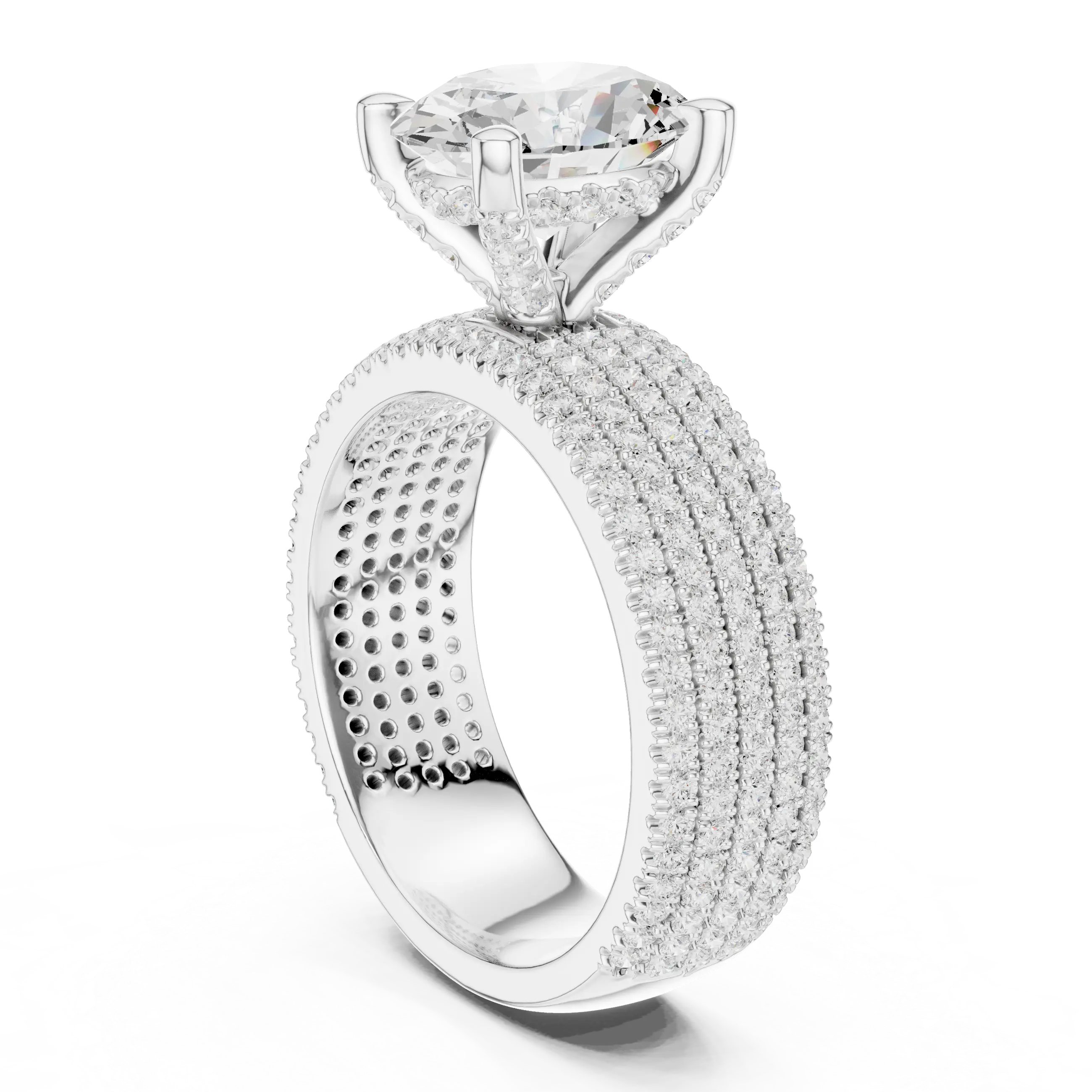 MJA011 - Five-Row Diamond Encrusted Oval Statement Ring