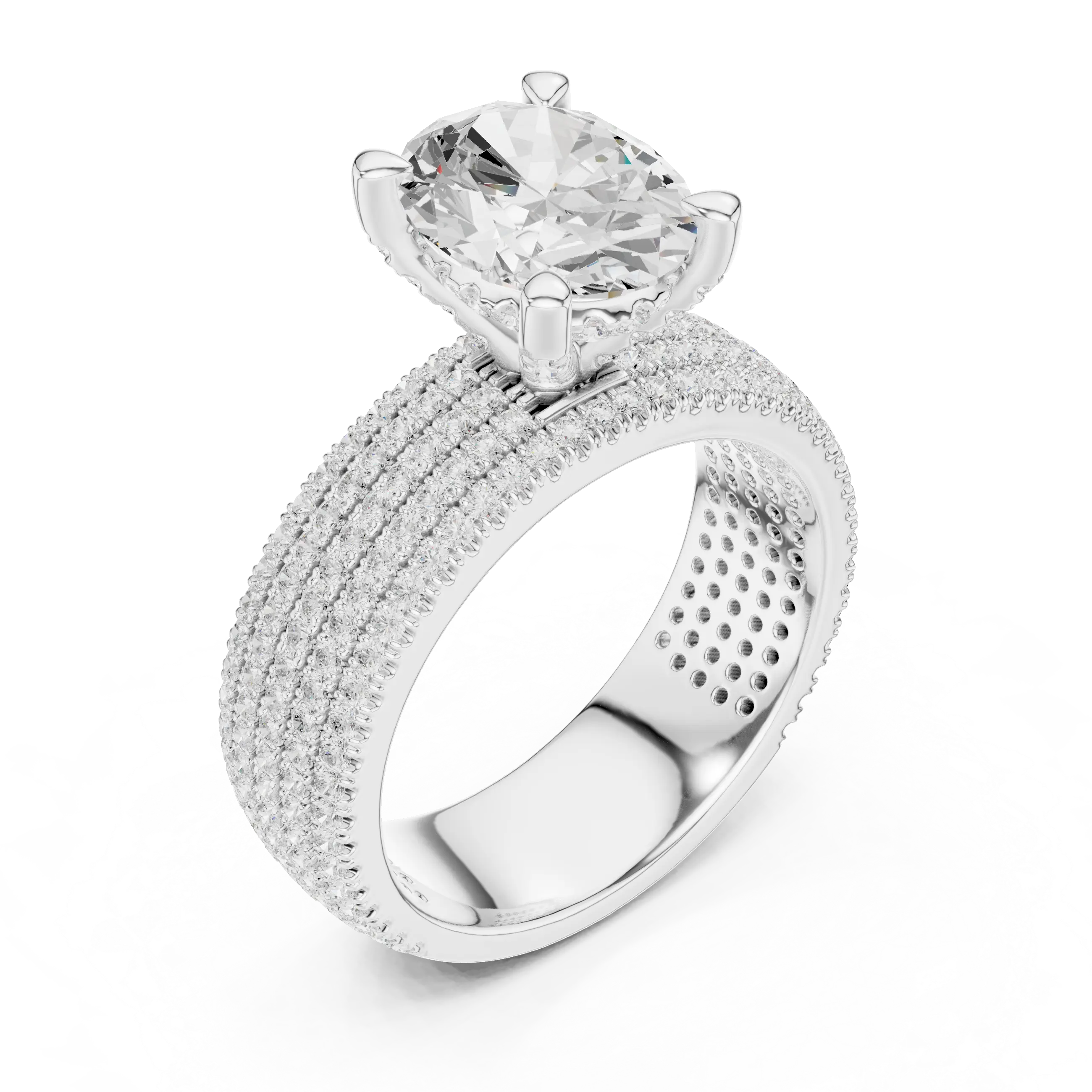 MJA011 - Five-Row Diamond Encrusted Oval Statement Ring