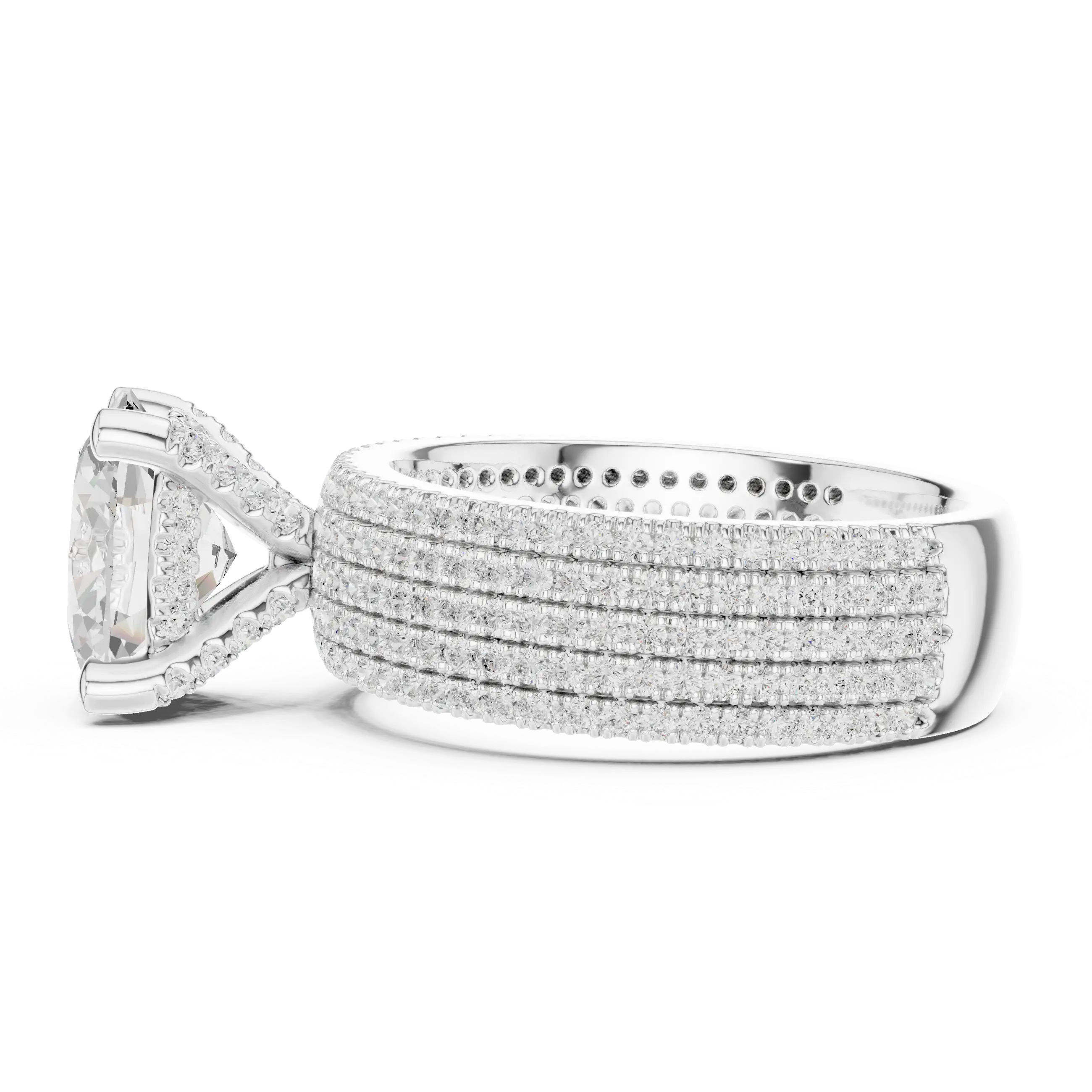 MJA011 - Five-Row Diamond Encrusted Oval Statement Ring