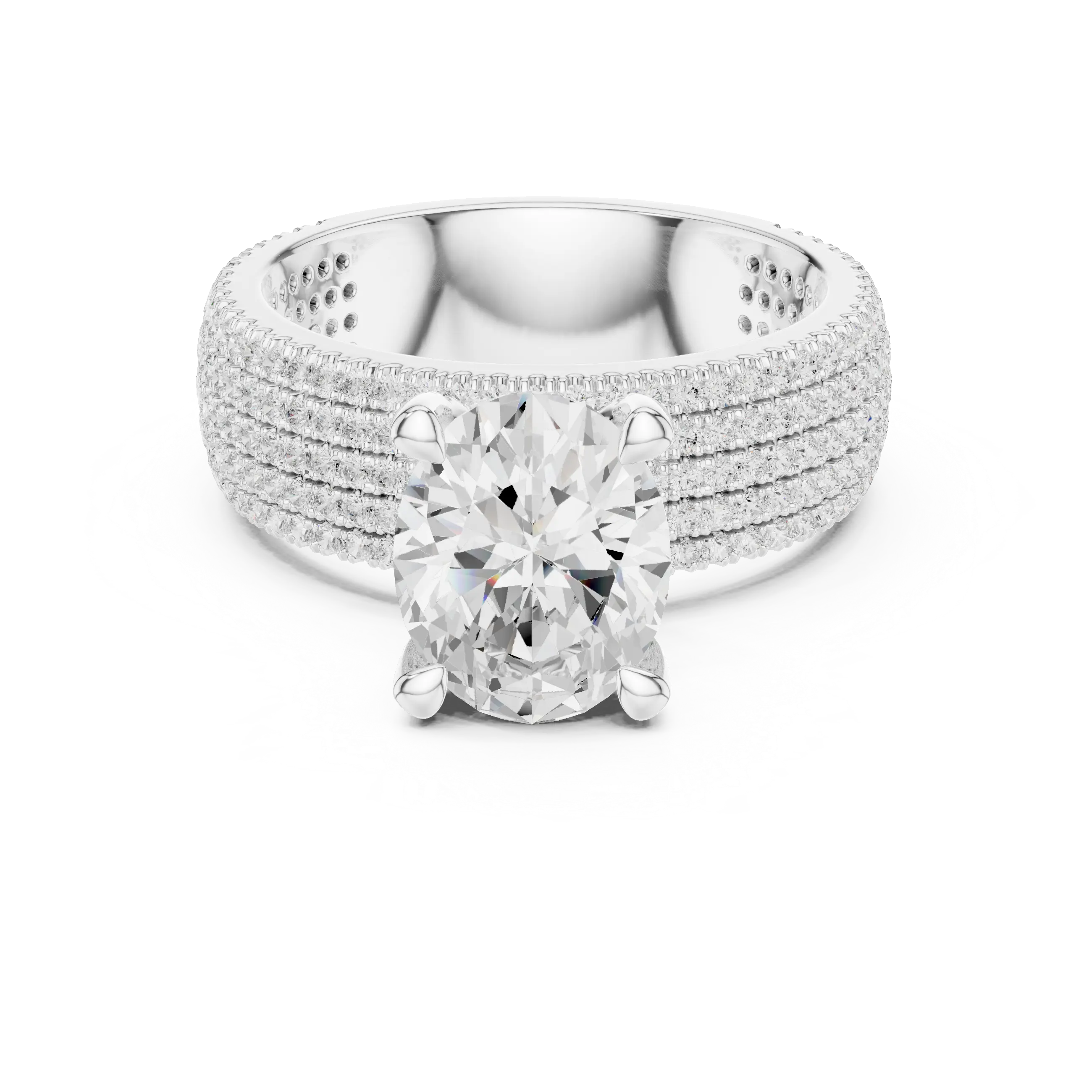 MJA011 - Five-Row Diamond Encrusted Oval Statement Ring