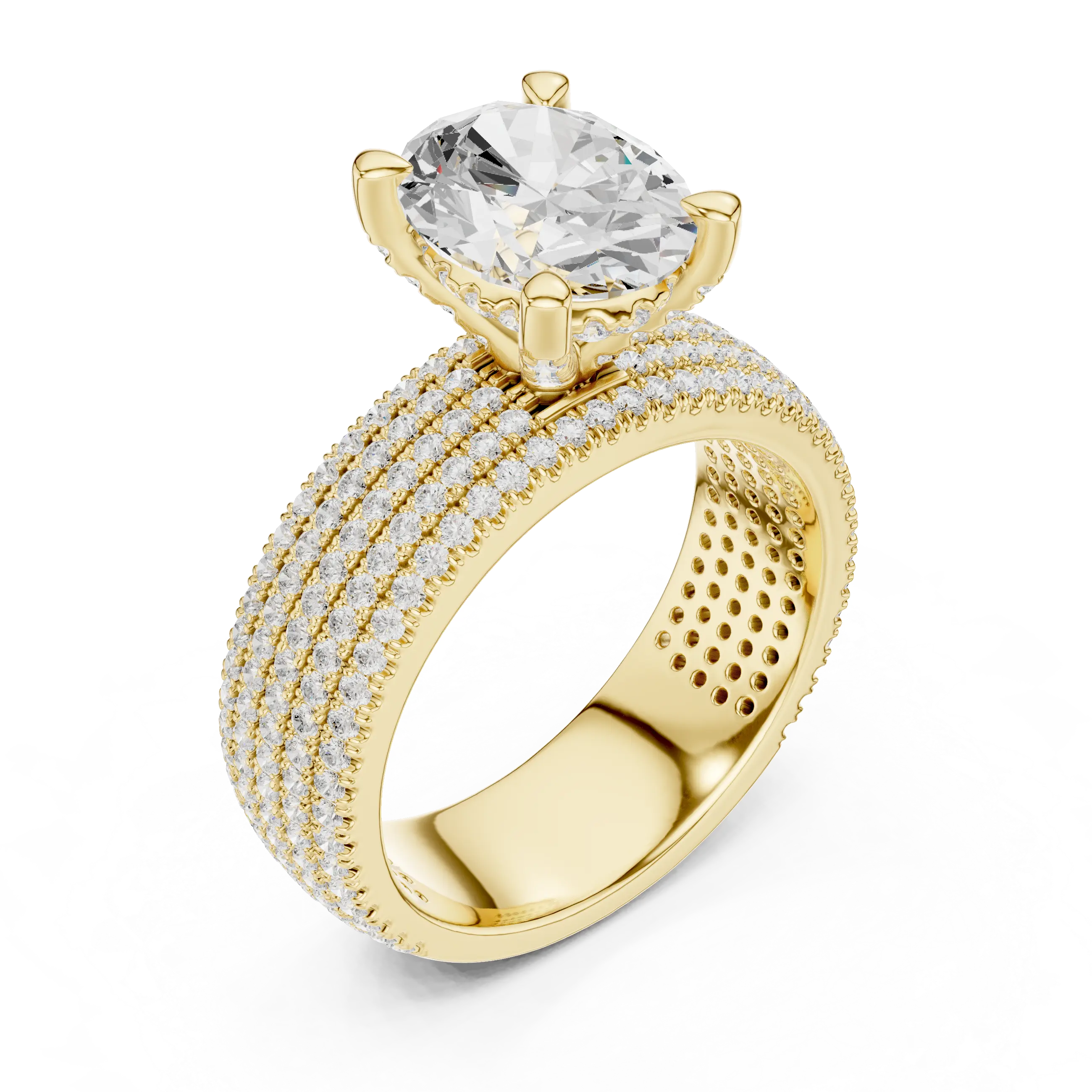 MJA011 - Five-Row Diamond Encrusted Oval Statement Ring