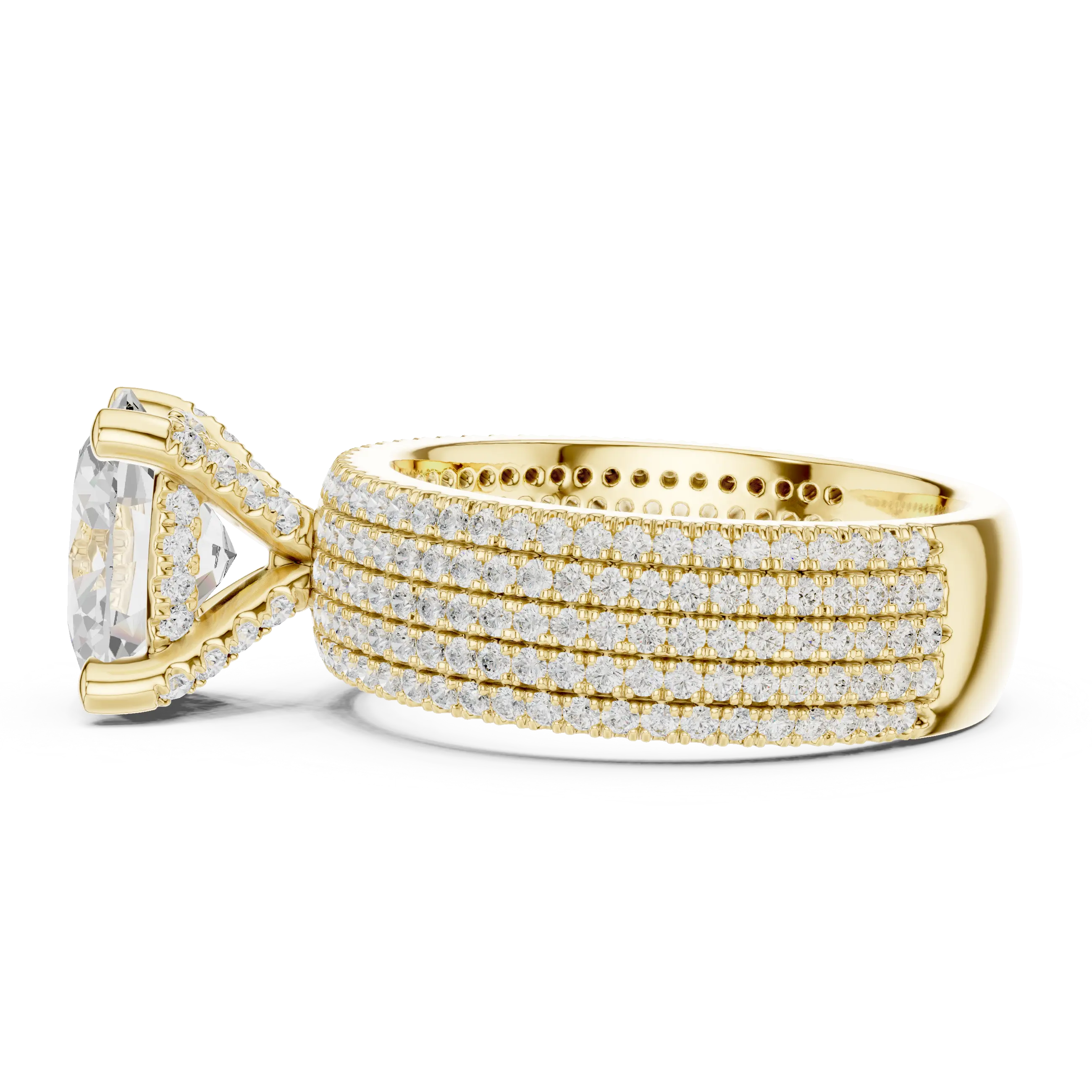 MJA011 - Five-Row Diamond Encrusted Oval Statement Ring